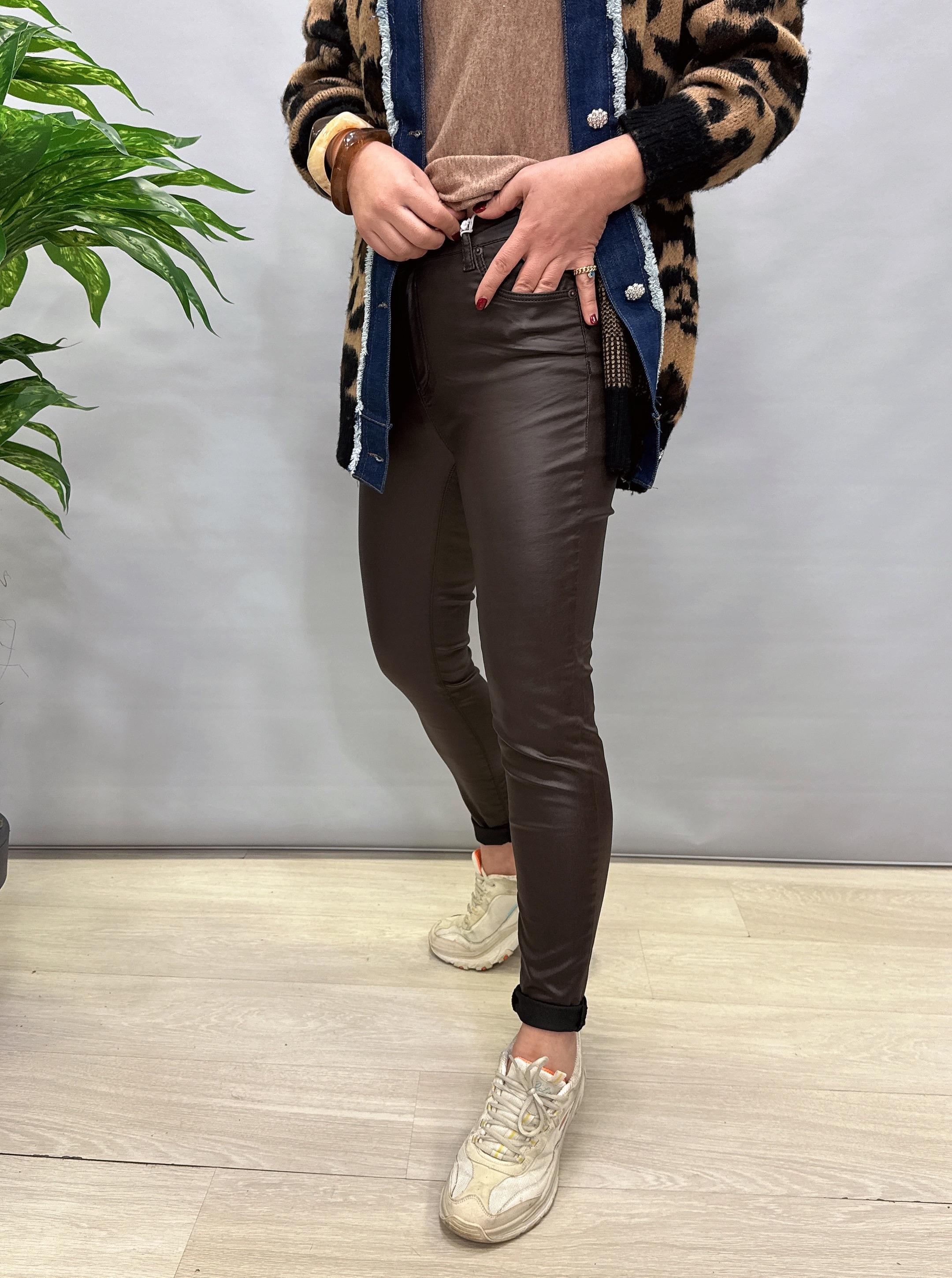 7355 MUMLU PANTOLON ACI KAHVE