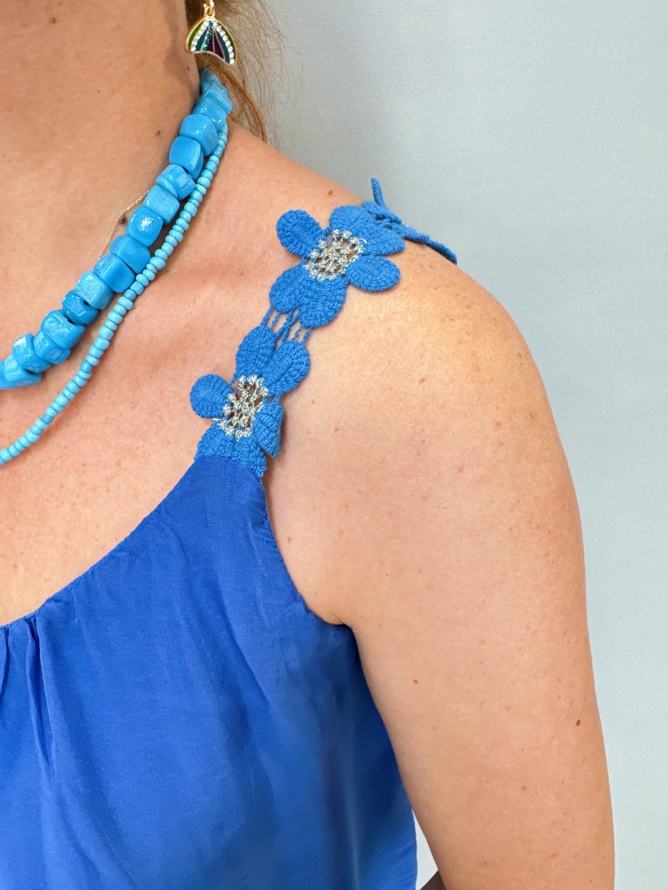 PK 7730 Italyan Astarı Esnek Bluz Saks Mavi