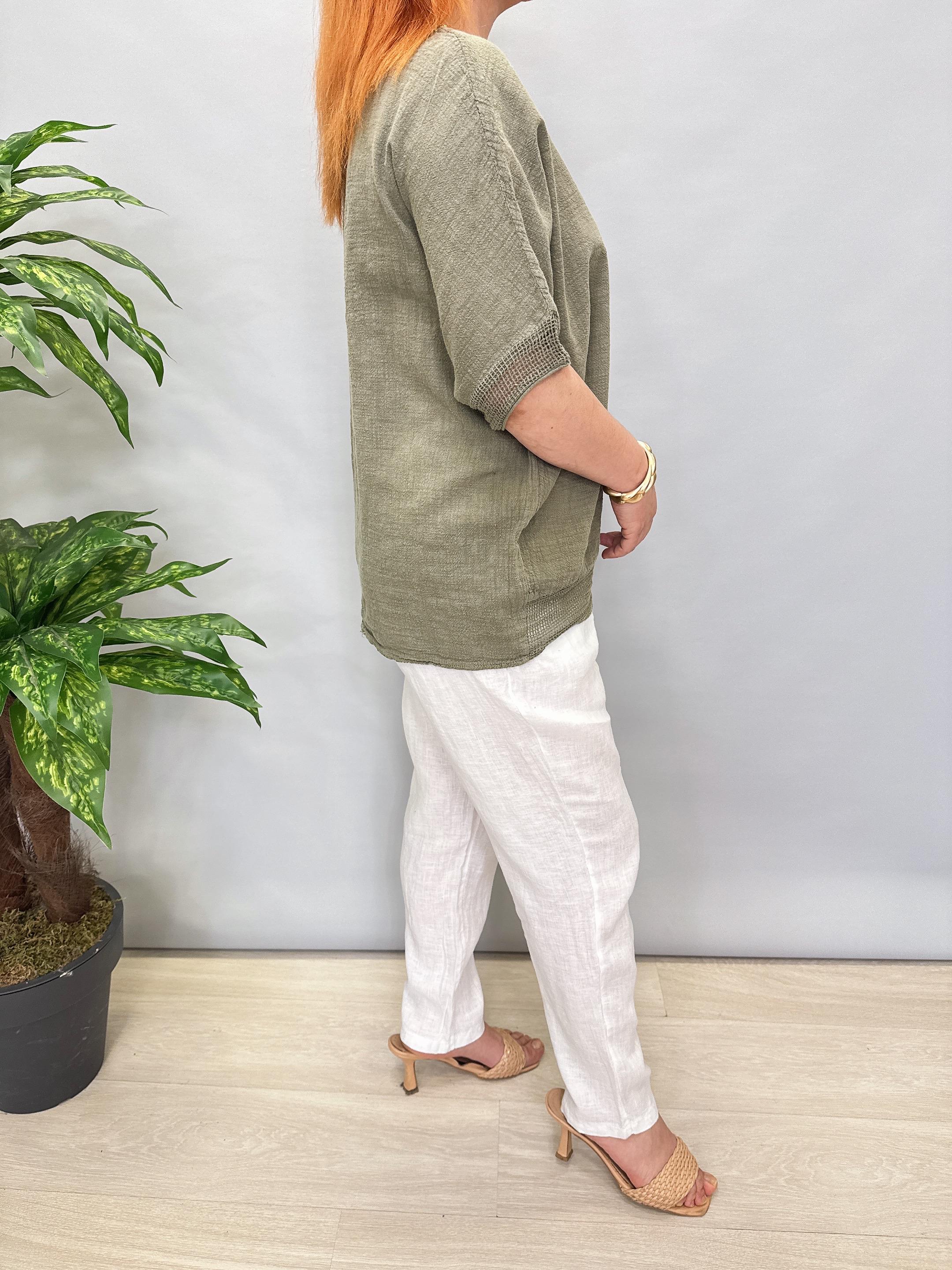 PMK 7780 Pamuklu Bluz Haki