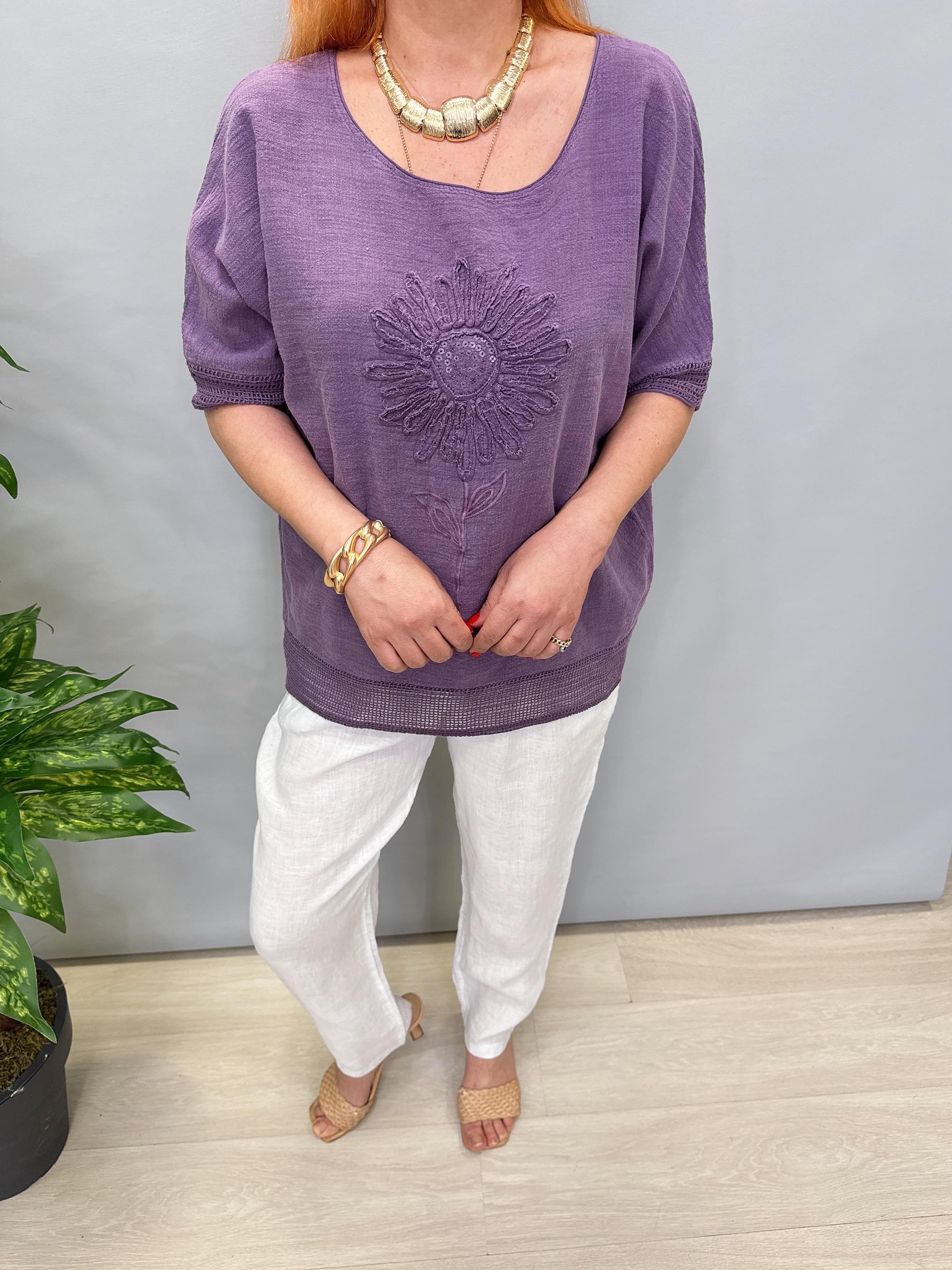 PMK 7780 Pamuklu Bluz Mor