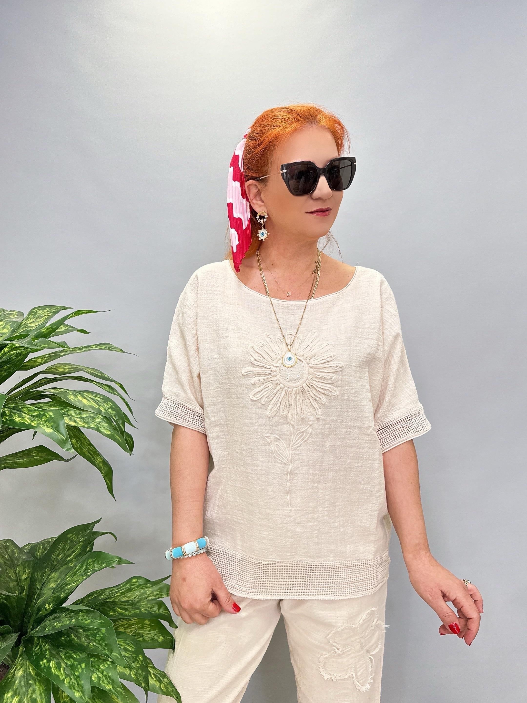 PMK 7780 Pamuklu Bluz Taş