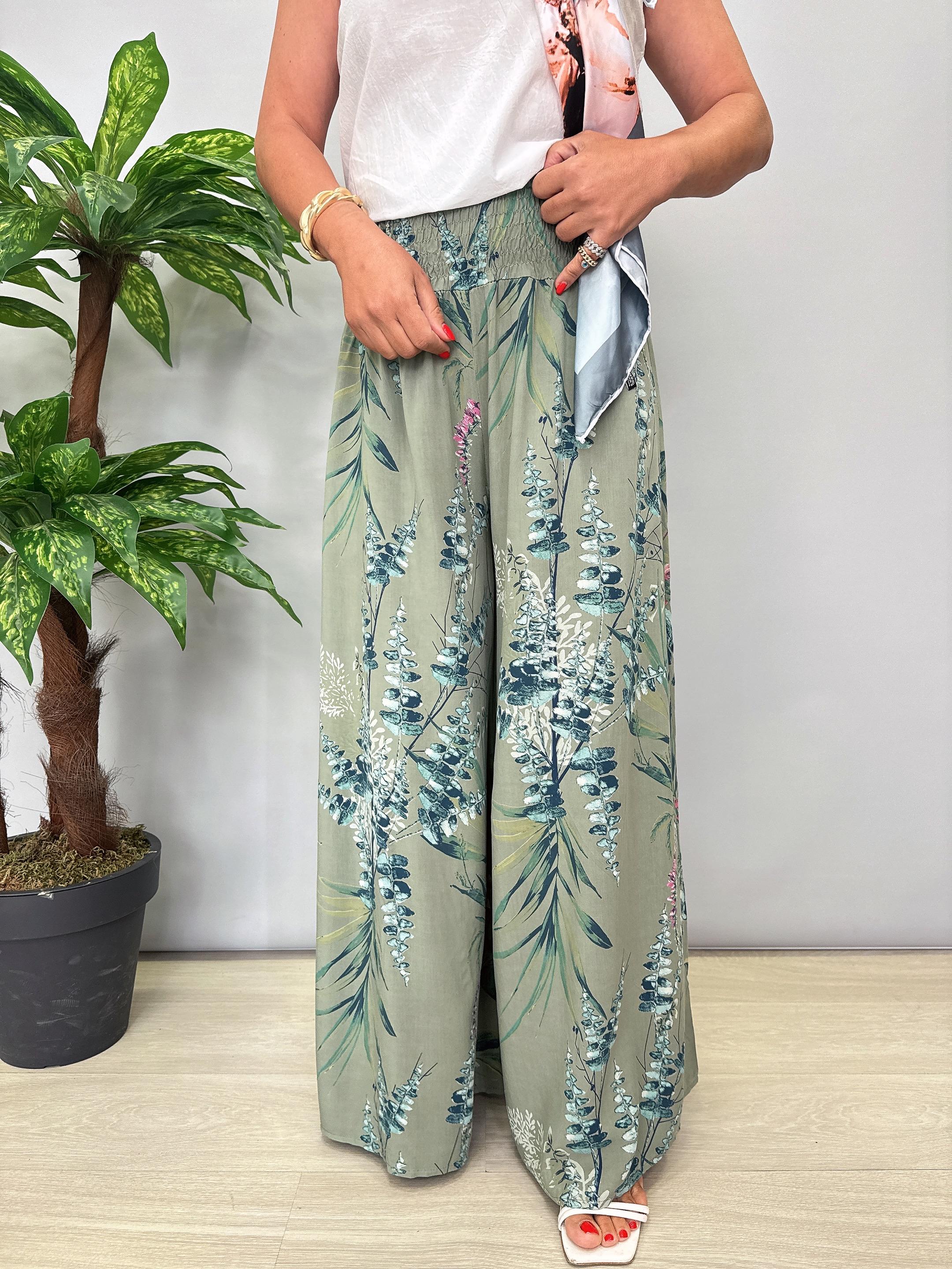 8001 Italyan Desenli Pantolon Yeşil