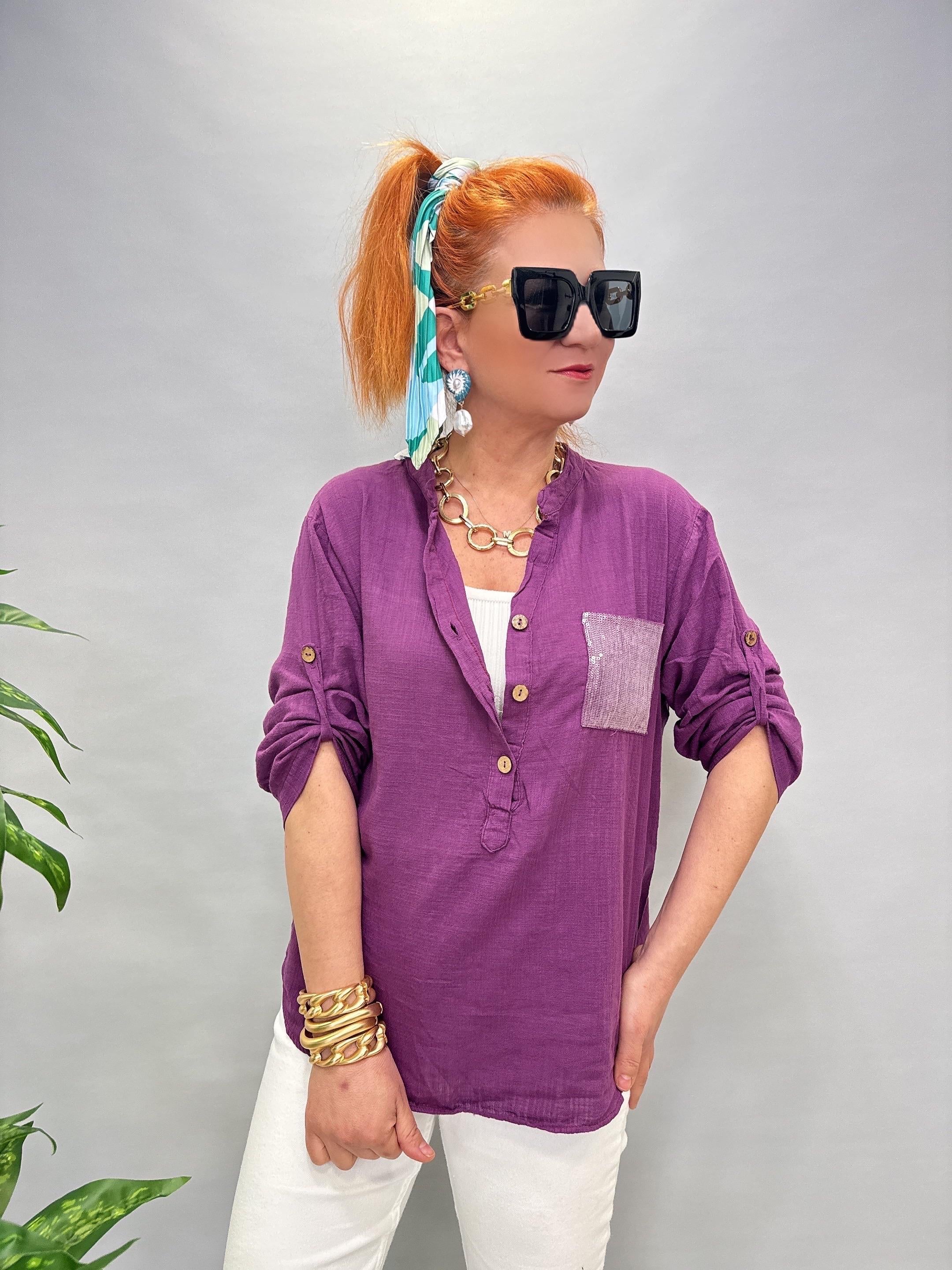 BYZ MNS 8045 PAMUKLU BLUZ MOR