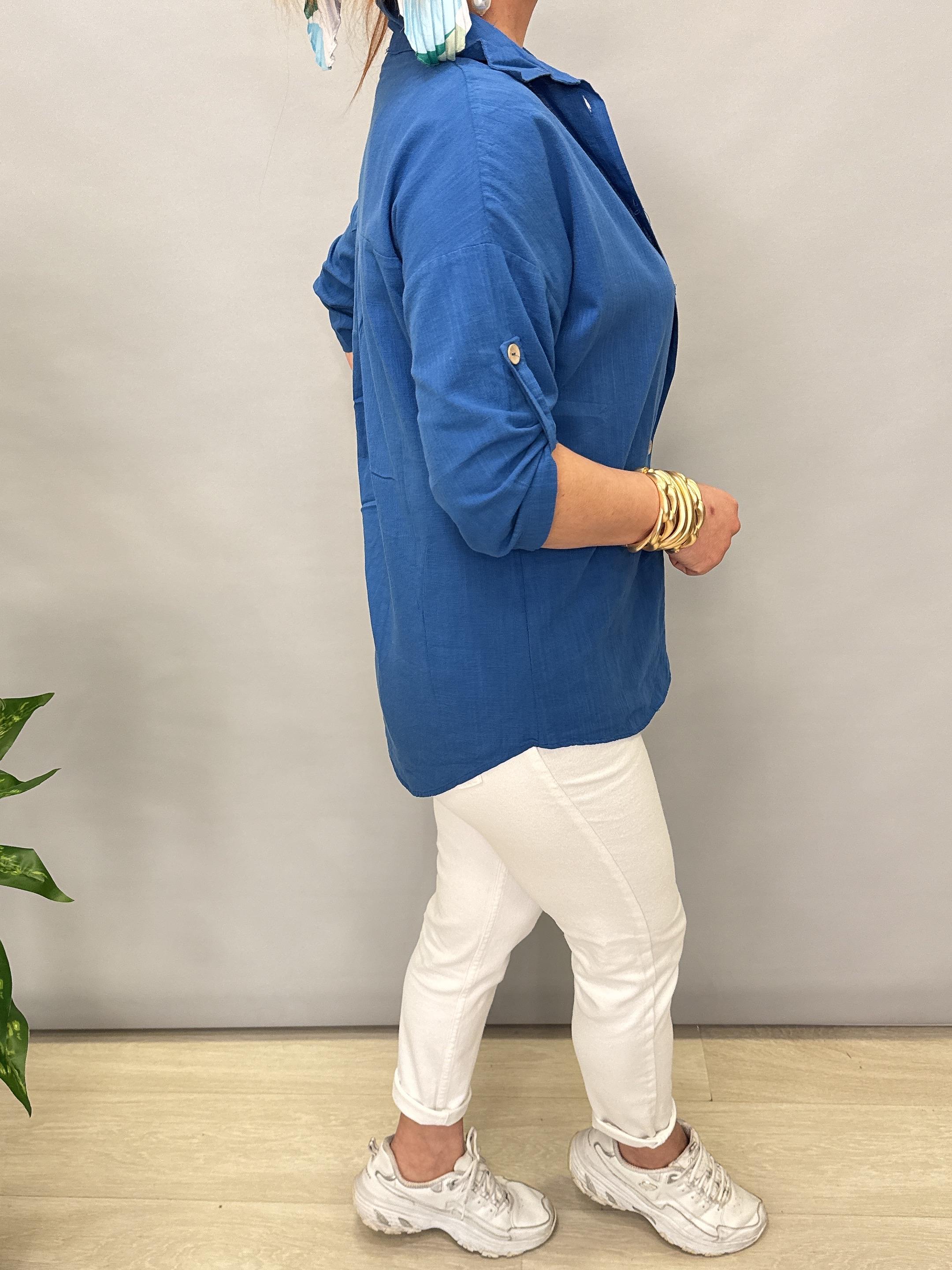 BYZ MNS 8045 PAMUKLU BLUZ SAKS MAVİ