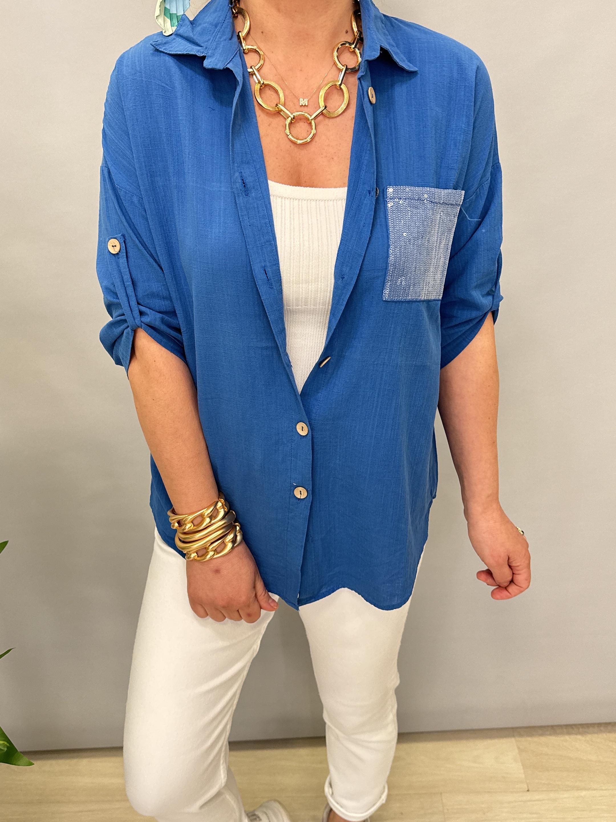 BYZ MNS 8045 PAMUKLU BLUZ SAKS MAVİ