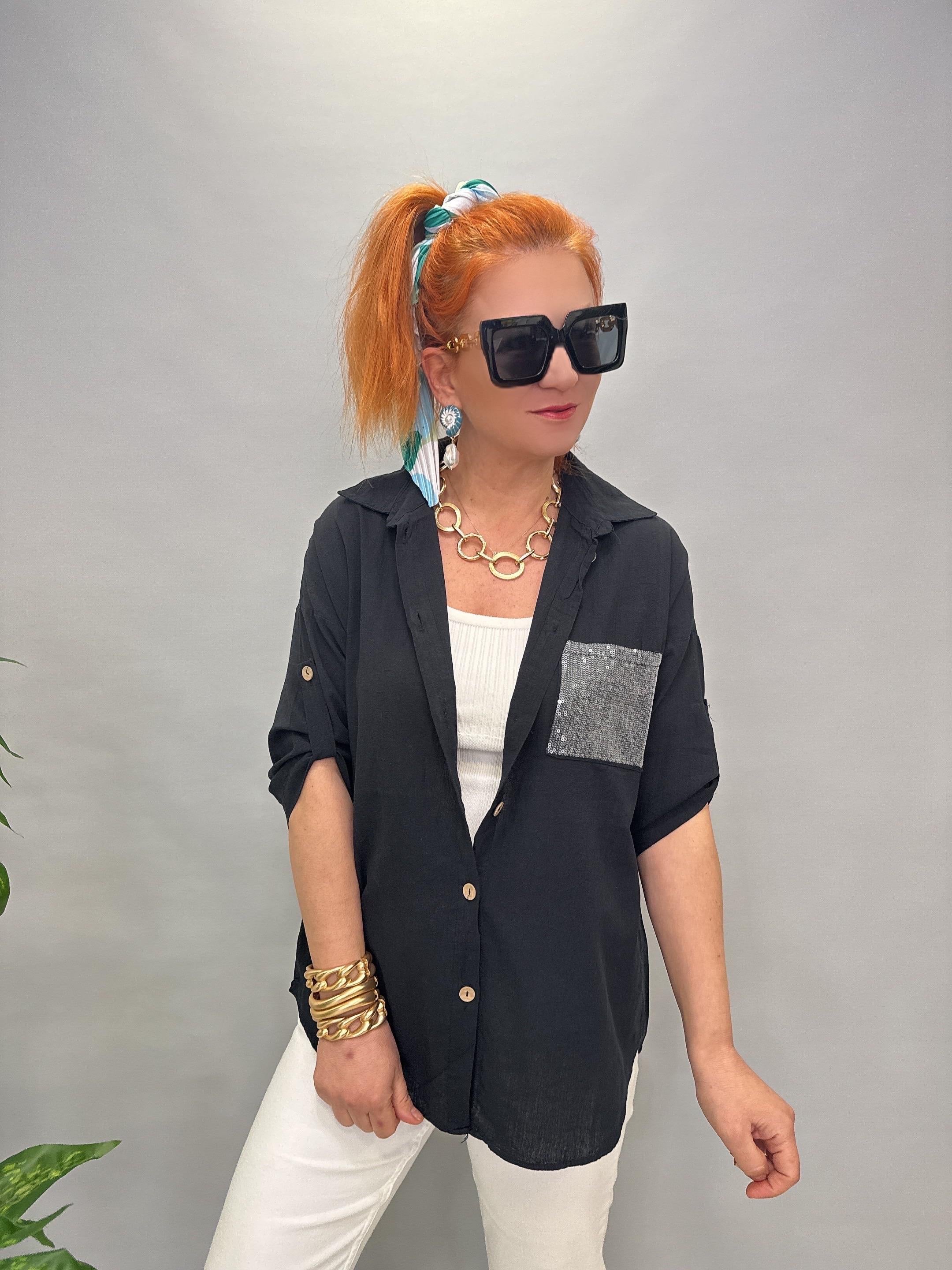 BYZ MNS 8045 PAMUKLU BLUZ SİYAH