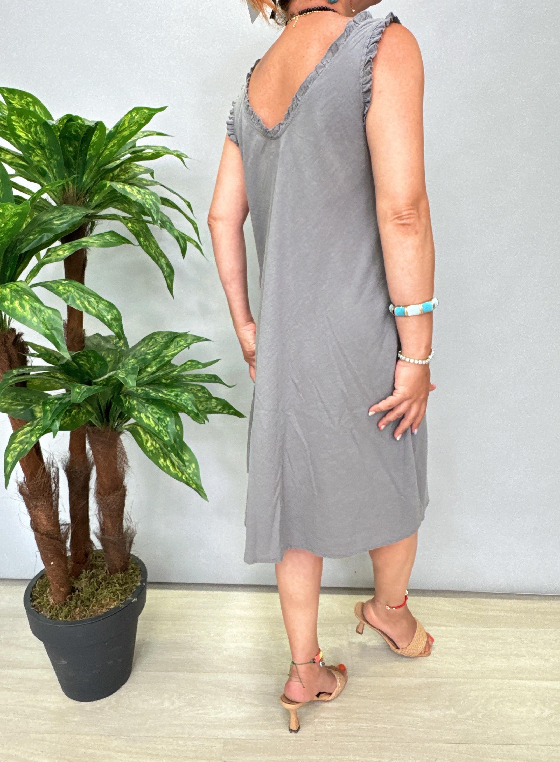 8052 Pamuklu Elbise Gri