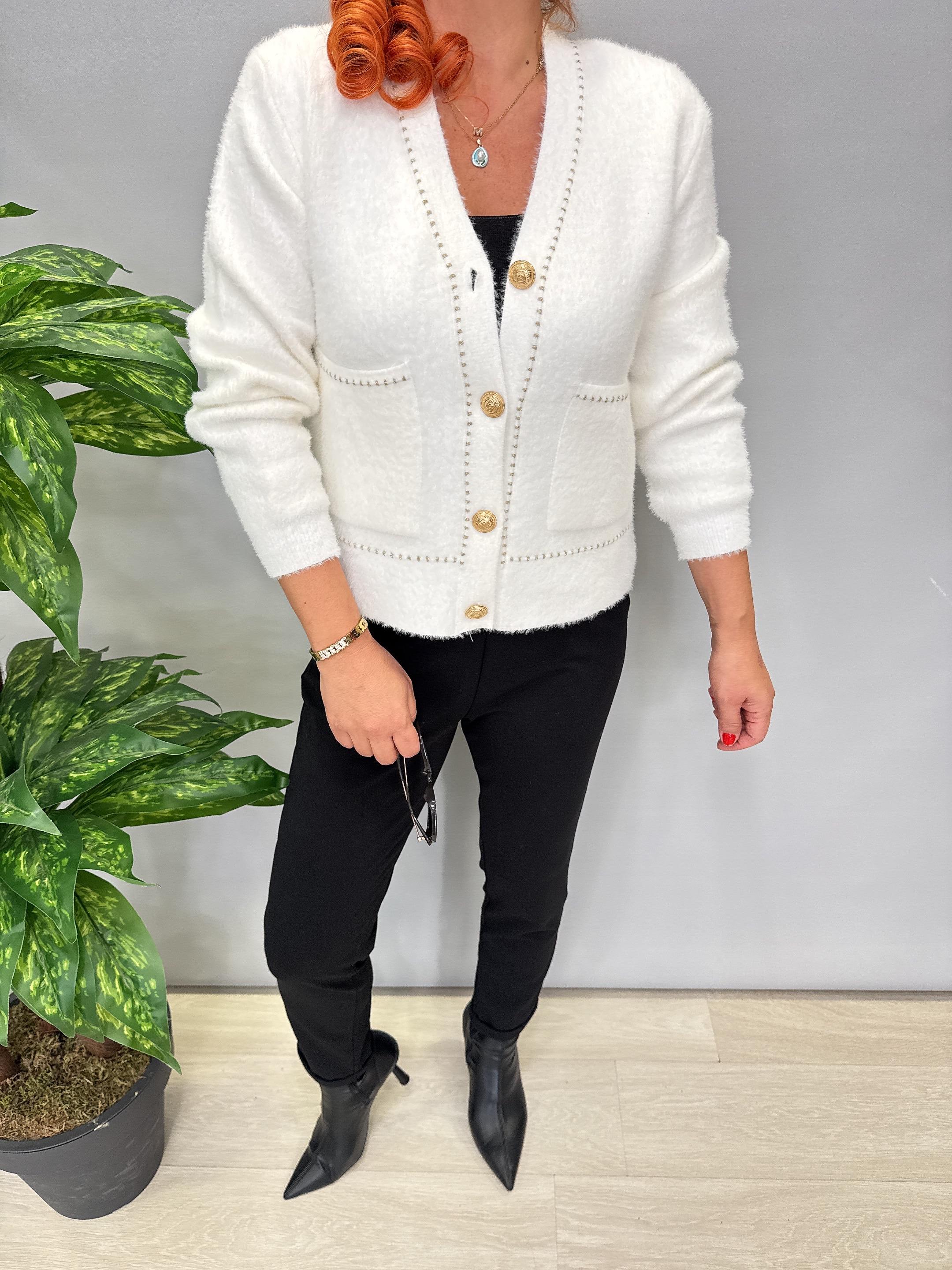 8059 Angora Hırka/Ceket Beyaz