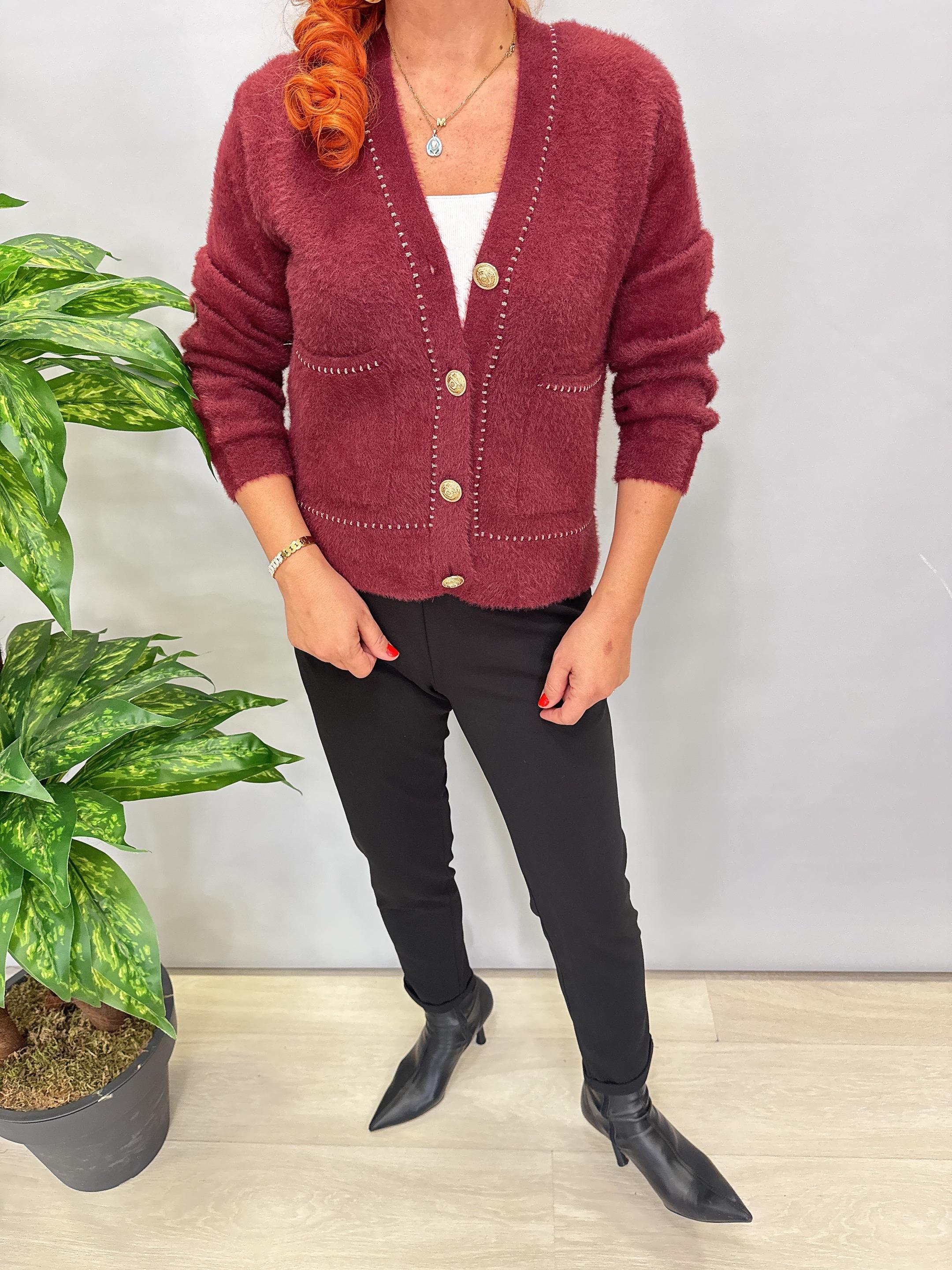 8059 Angora Hırka/Ceket Bordo