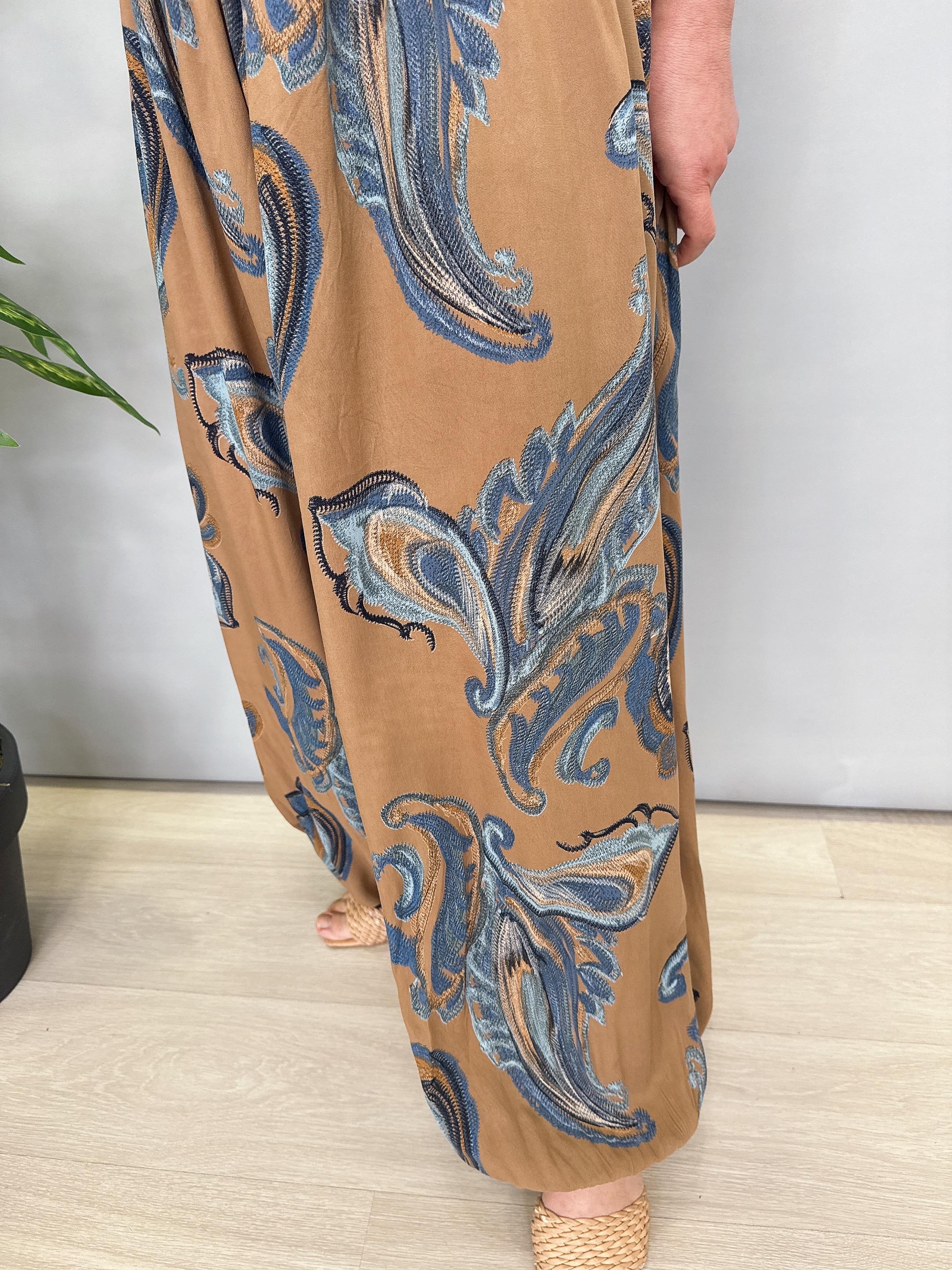 8075 İTALYAN ŞAL DESEN ŞALVAR KAHVE 