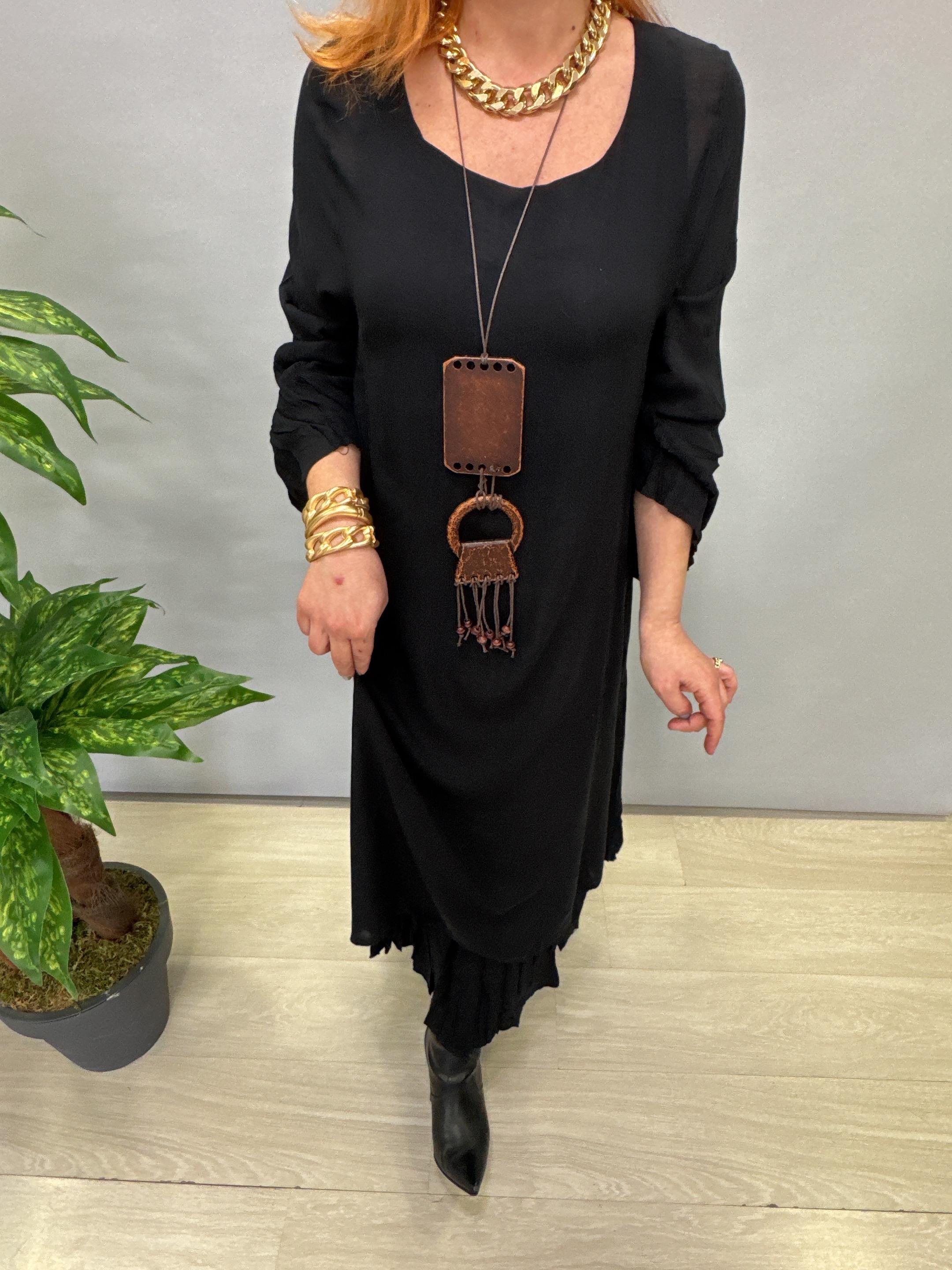 MNS 8081 PAMUKLU VİSKON ELBİSE SİYAH