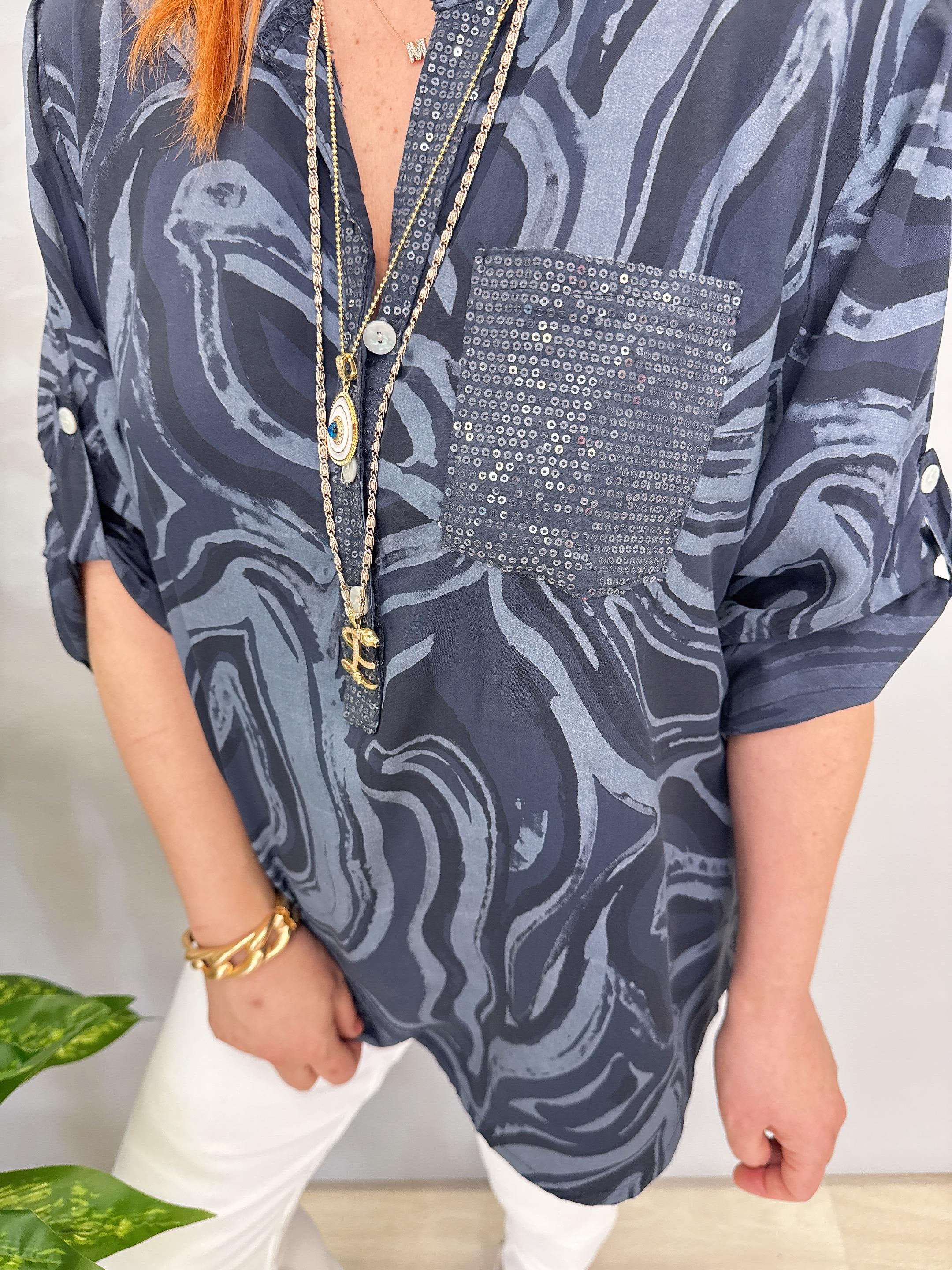 8085 İTALYAN PAMUKLU VİSKON BLUZ LACİVERT