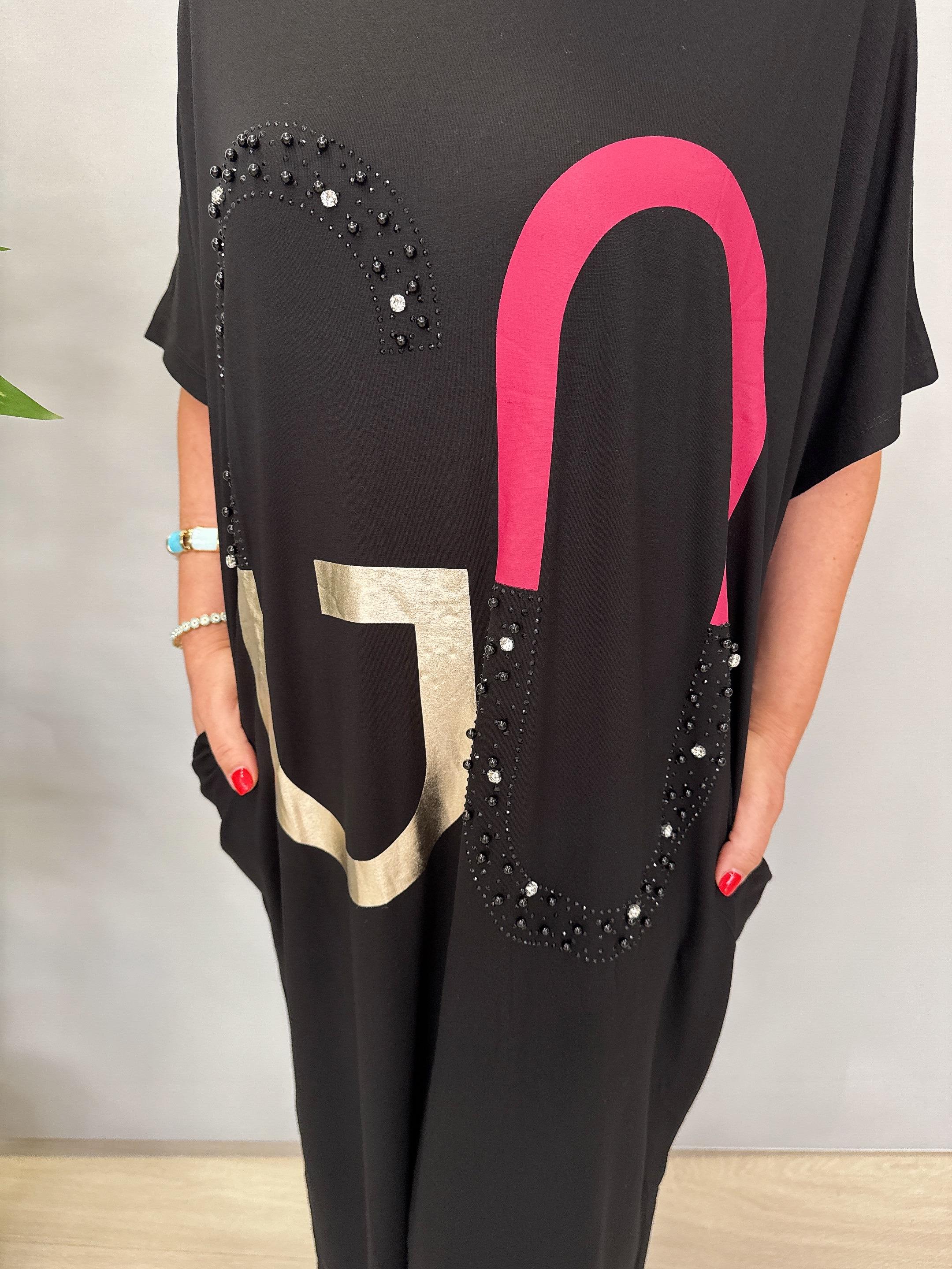 8451 Salaş Model elbise Siyah 