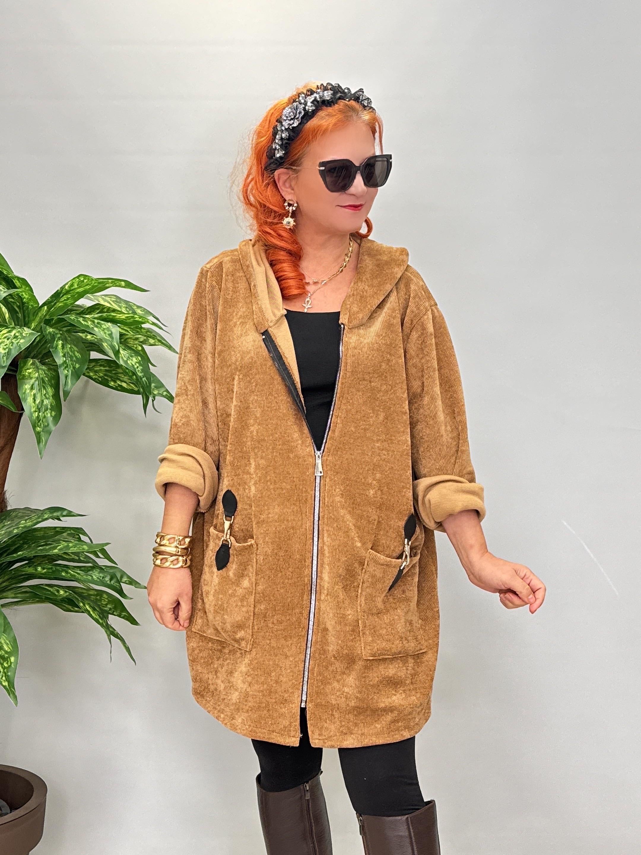 8668 Şönil Kadife Ceket Camel