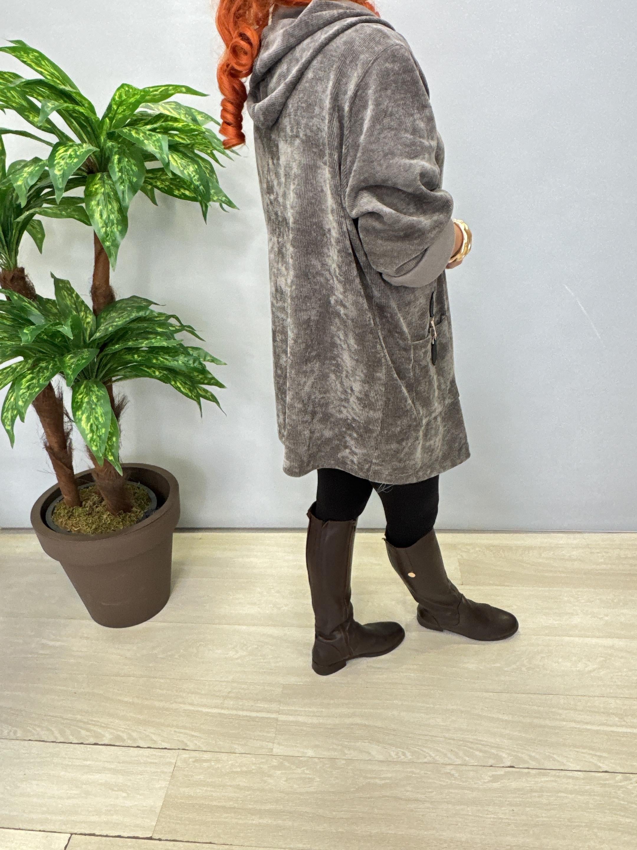 8668 Şönil Kadife Ceket Gri