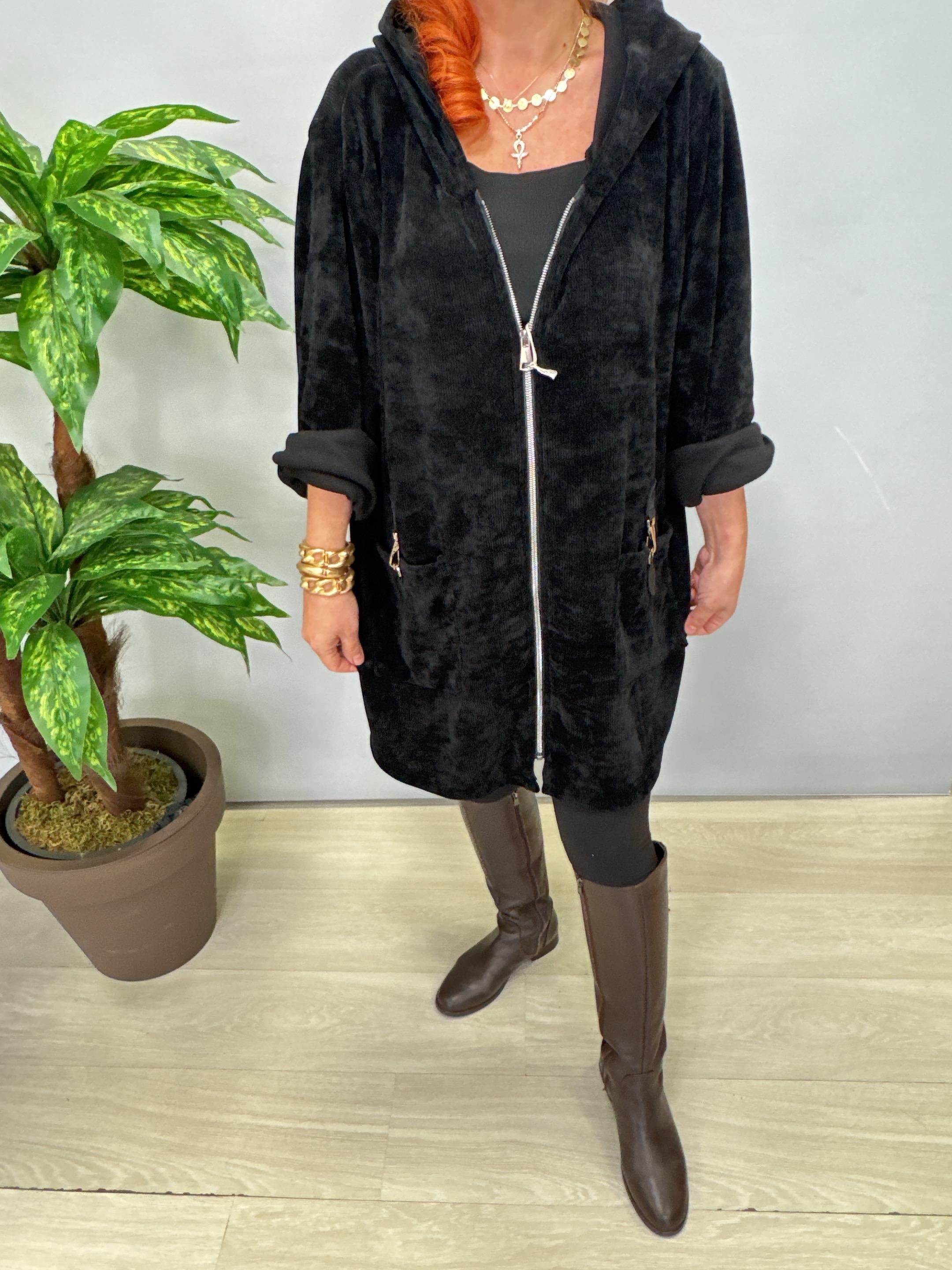 8668 Şönil Kadife Ceket Siyah