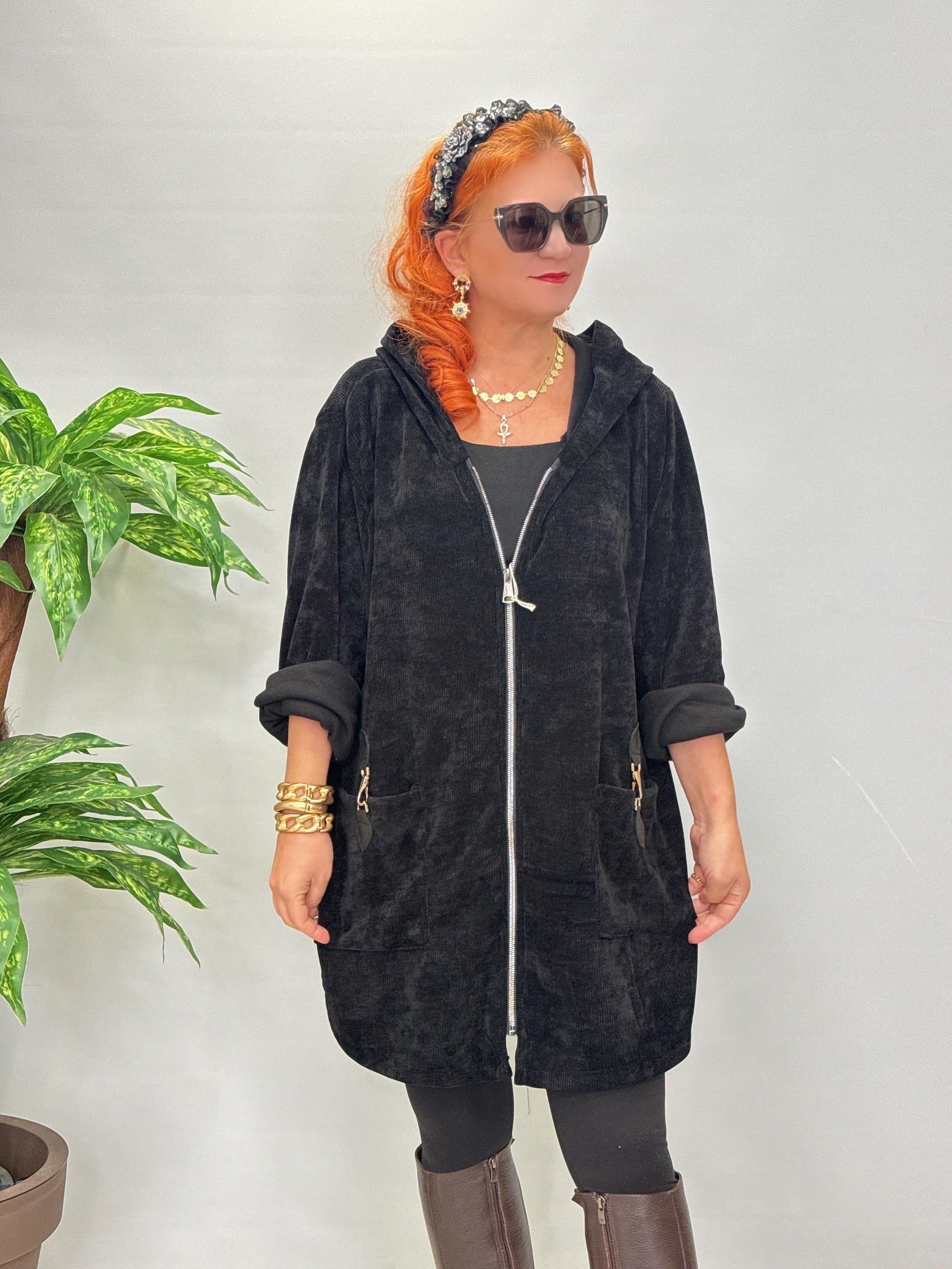 8668 Şönil Kadife Ceket Siyah