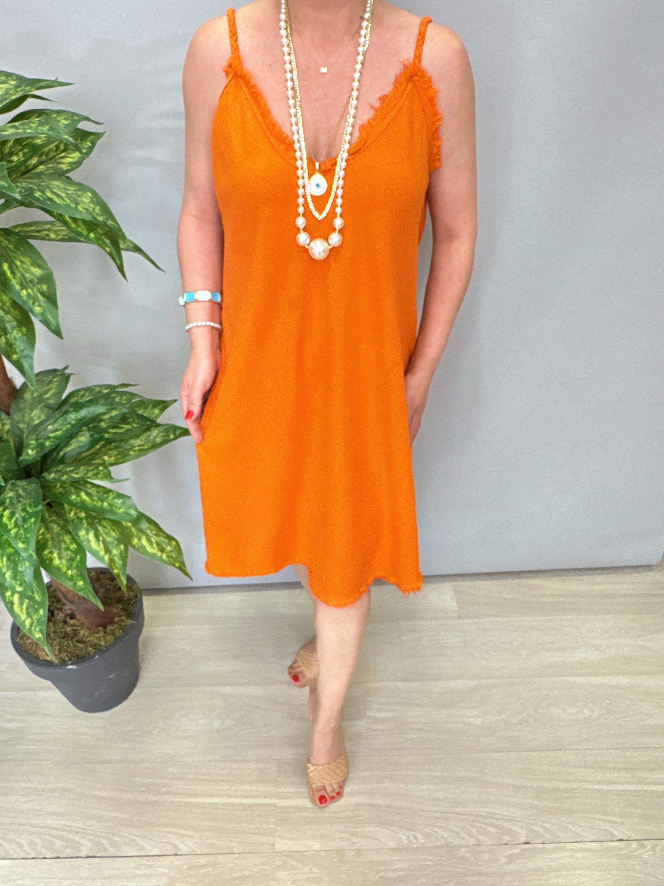 8823 Pamuklu Elbise Turuncu