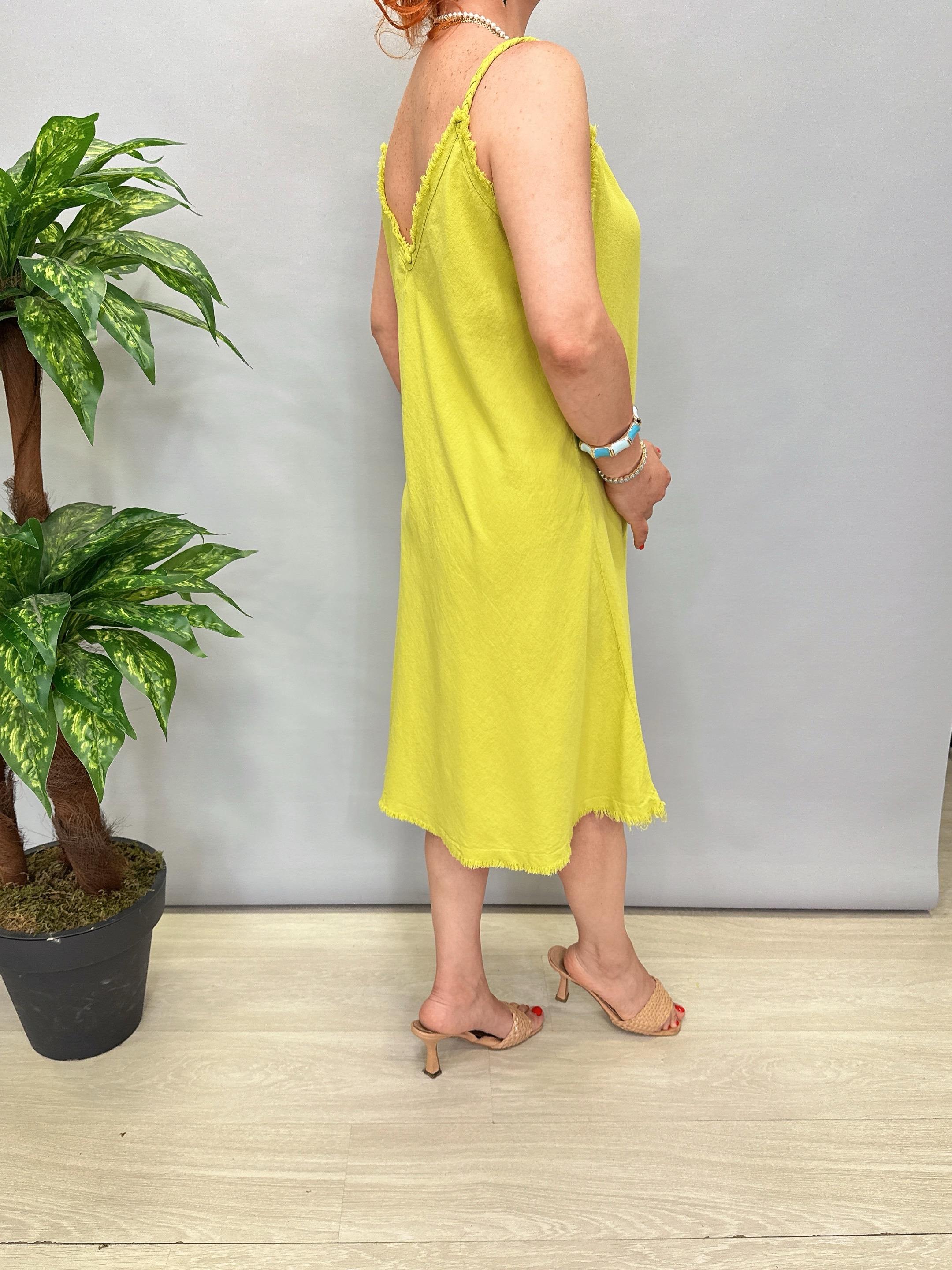 8823 Pamuklu Elbise Yeşil Tonu