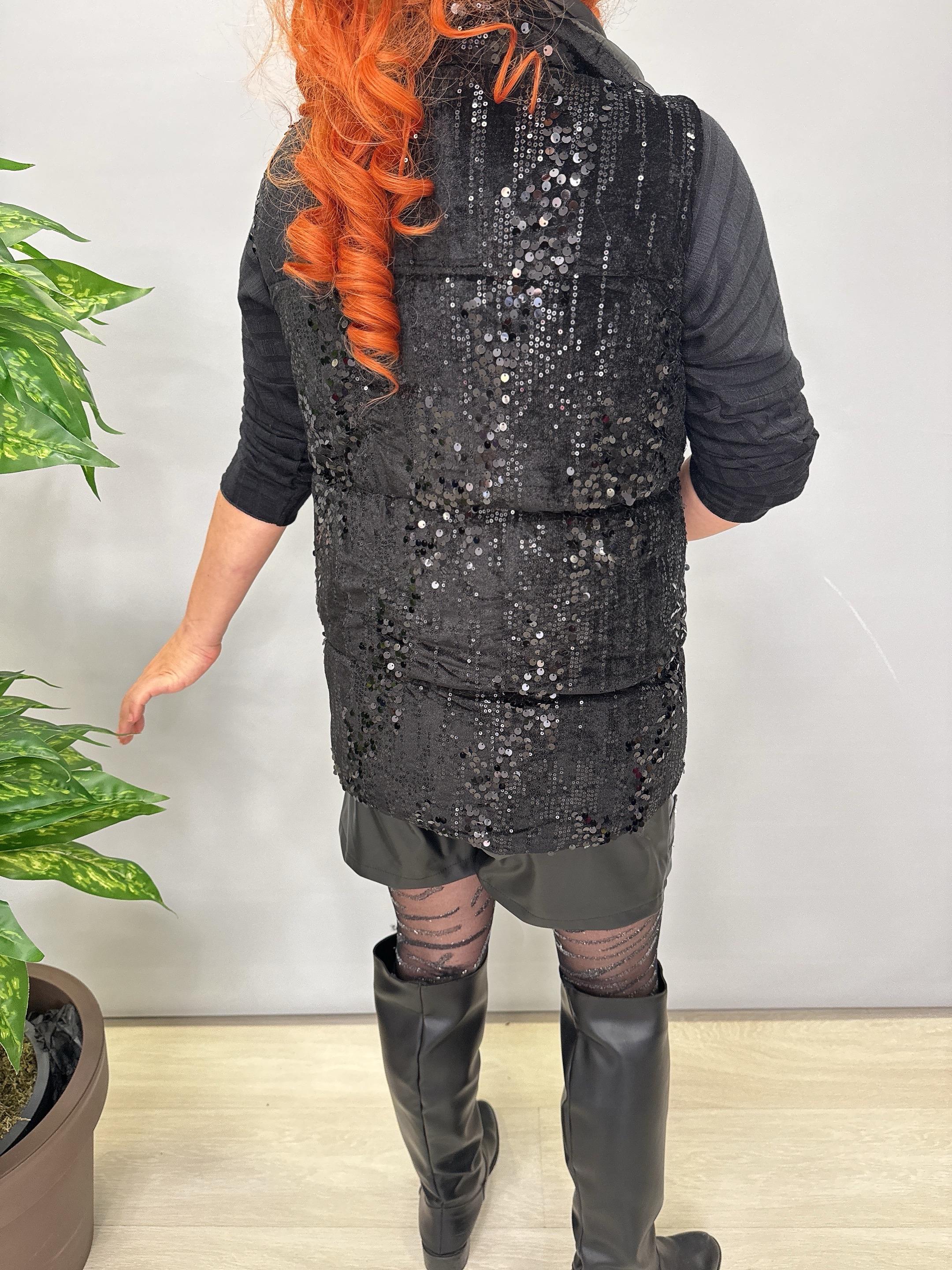 8847 Payet Detaylı Tasarım Şişme Yelek Siyah