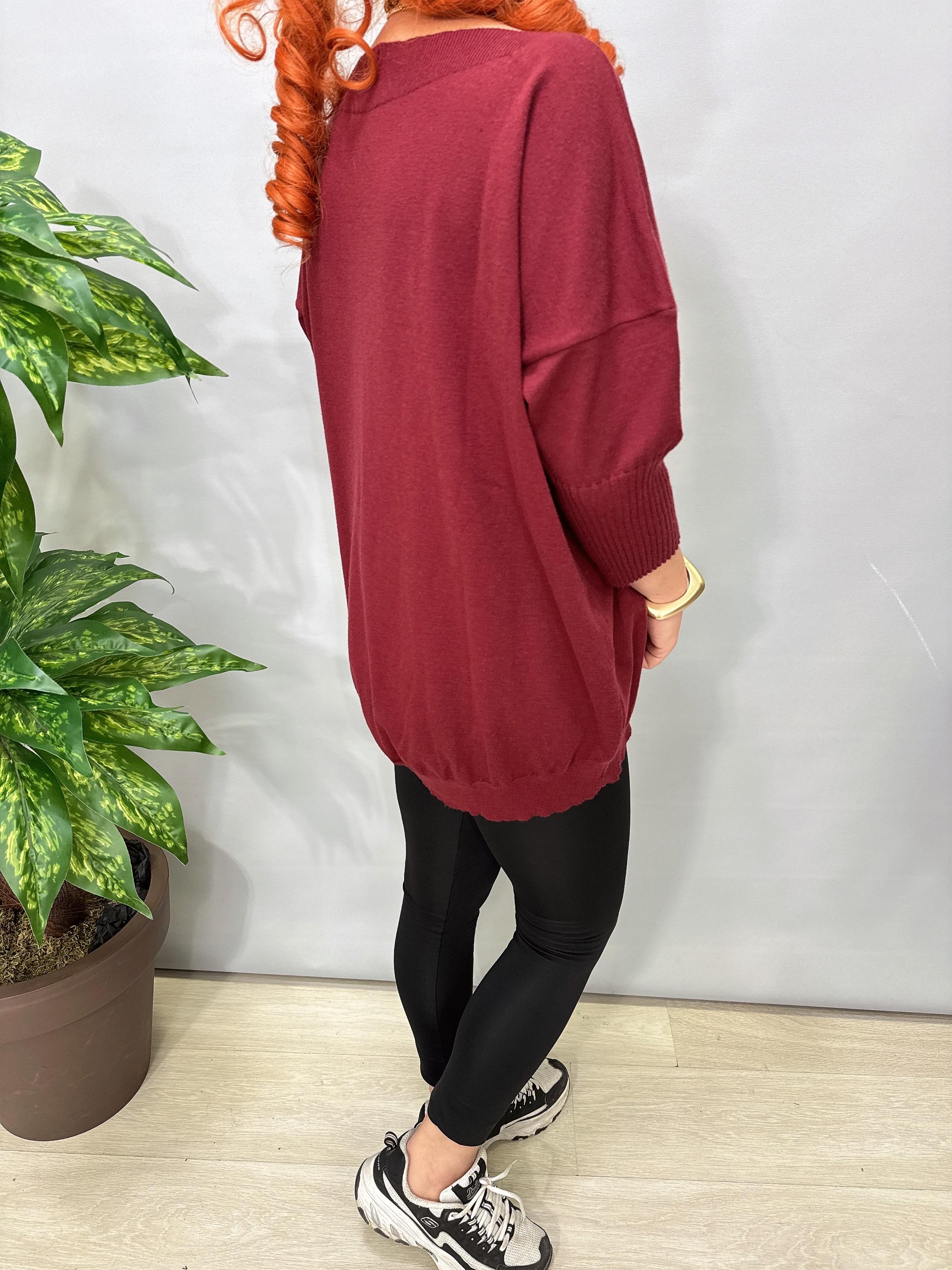 8865 Angora Triko Bluz Bordo