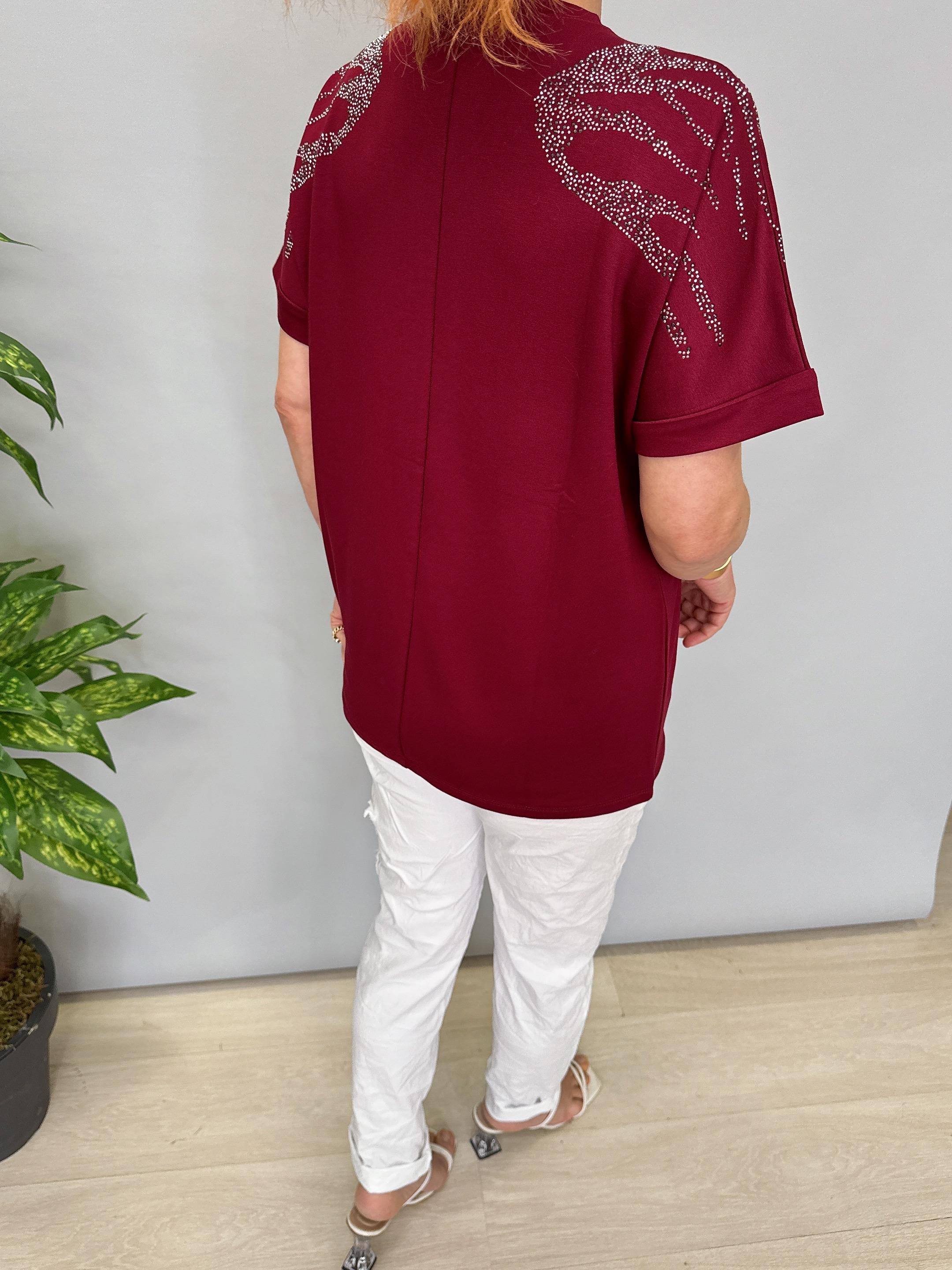 8890 MODAL LİKRALI BLUZ BORDO 