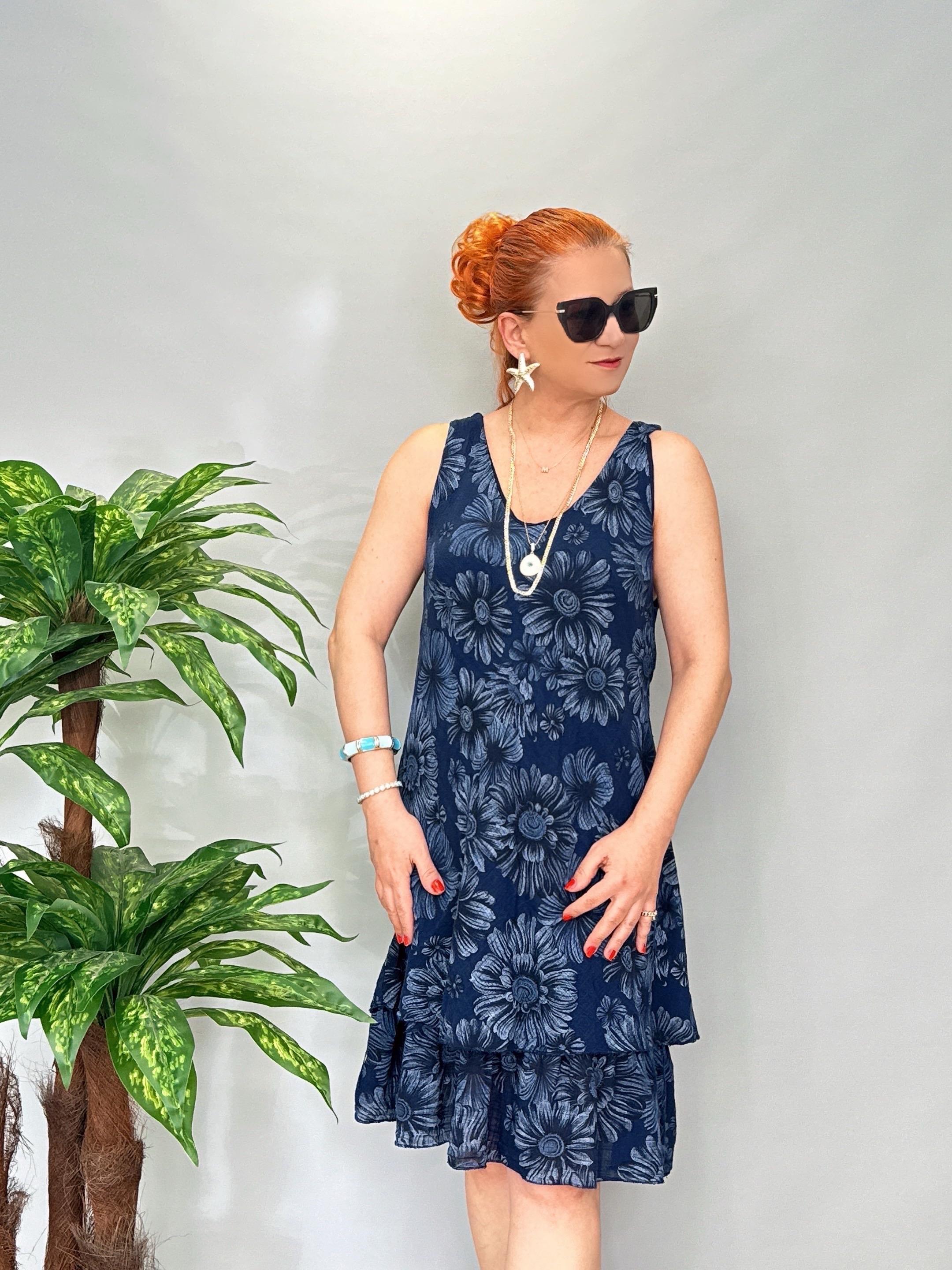 9213 Italyan Elbise Lacivert