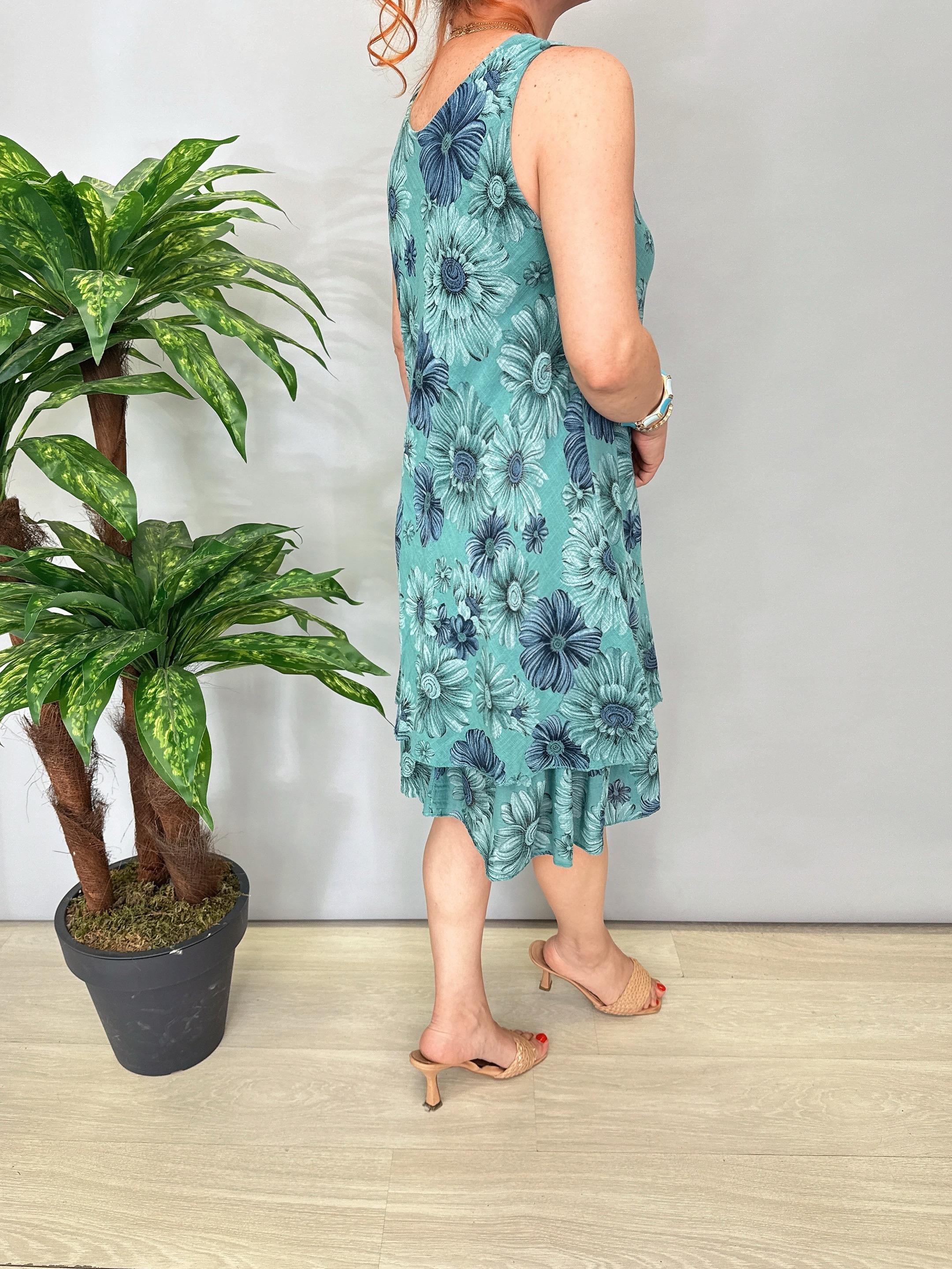 9213 Italyan Elbise Yeşil Tonu