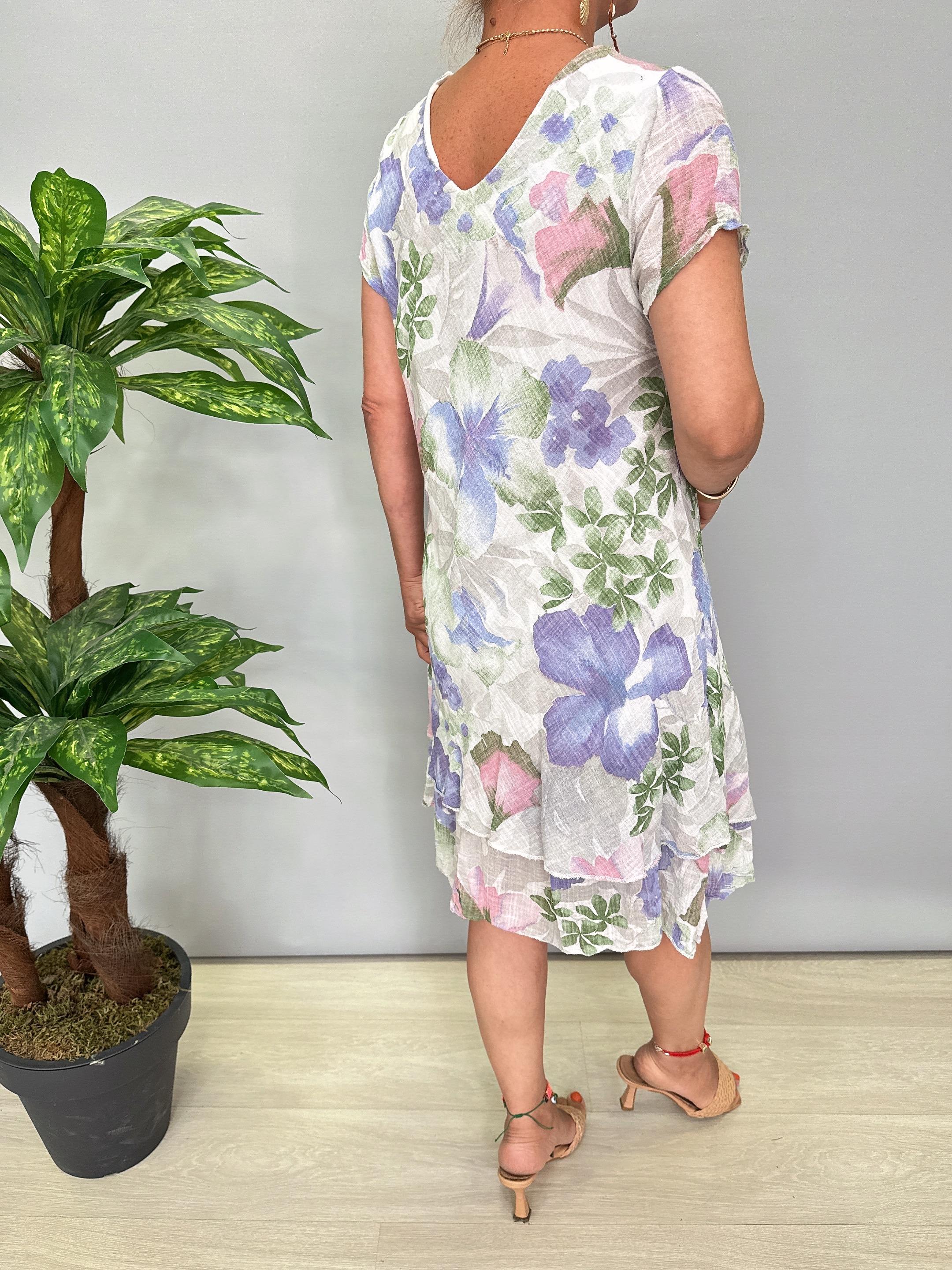 9214 Italyan Pamuklu Elbise Beyaz