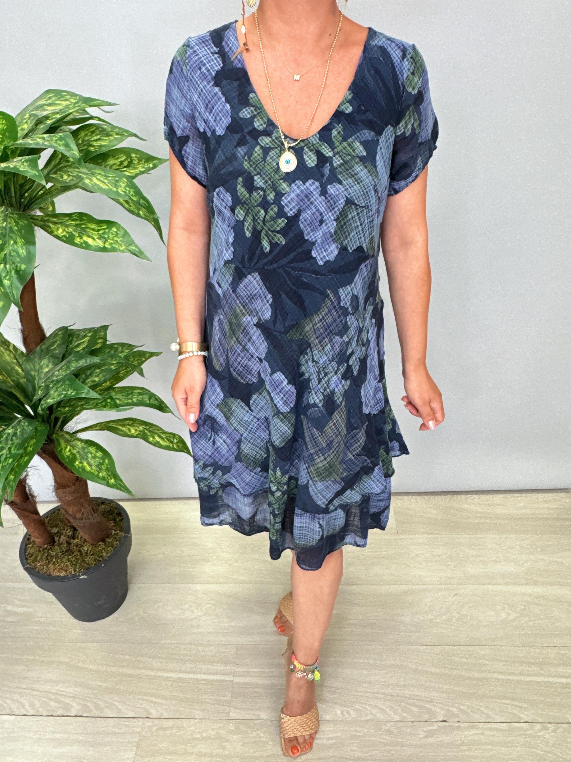 9214 Italyan Pamuklu Elbise Lacivert