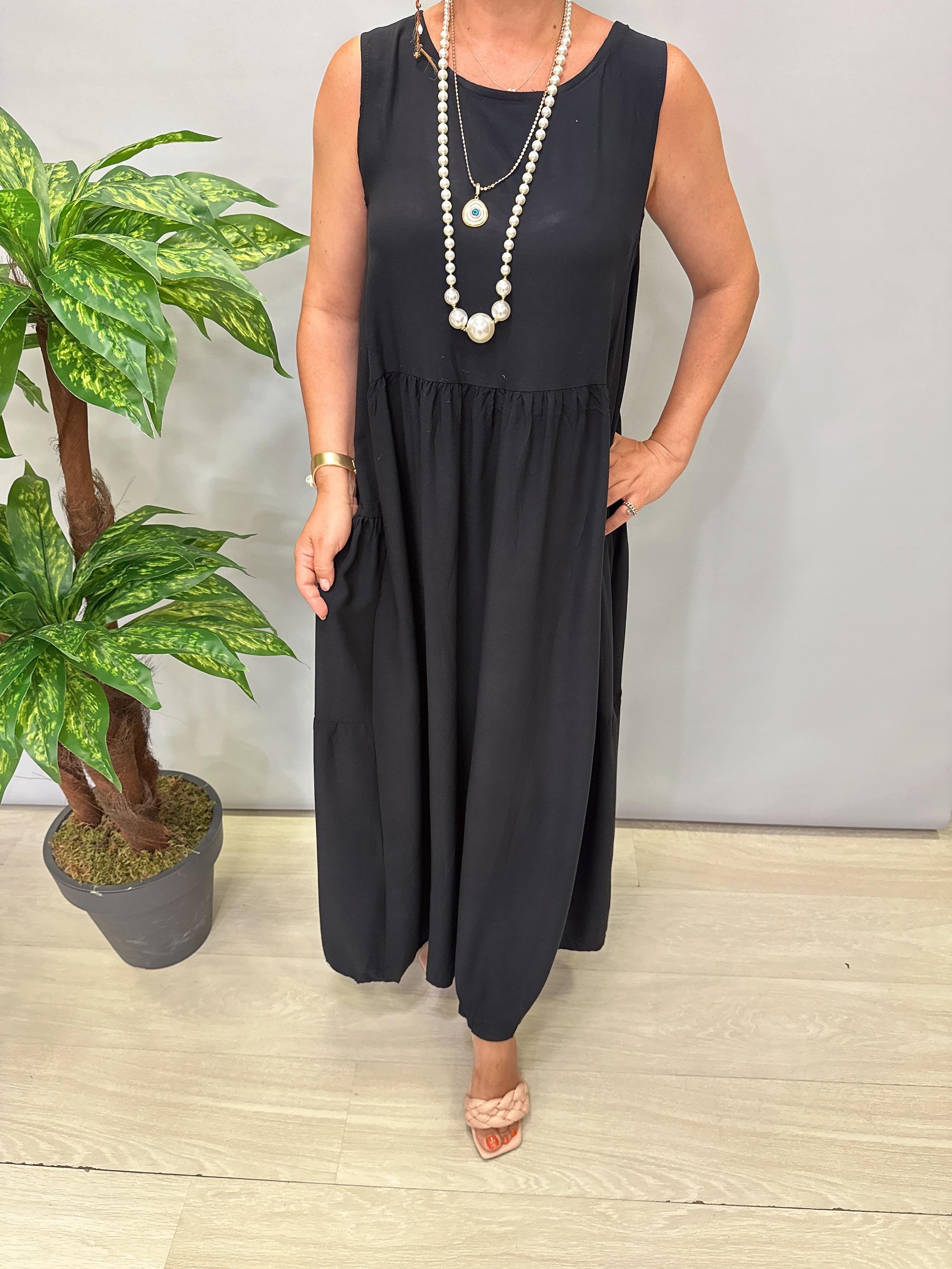 9260 Pamuklu Viskon Elbise Siyah