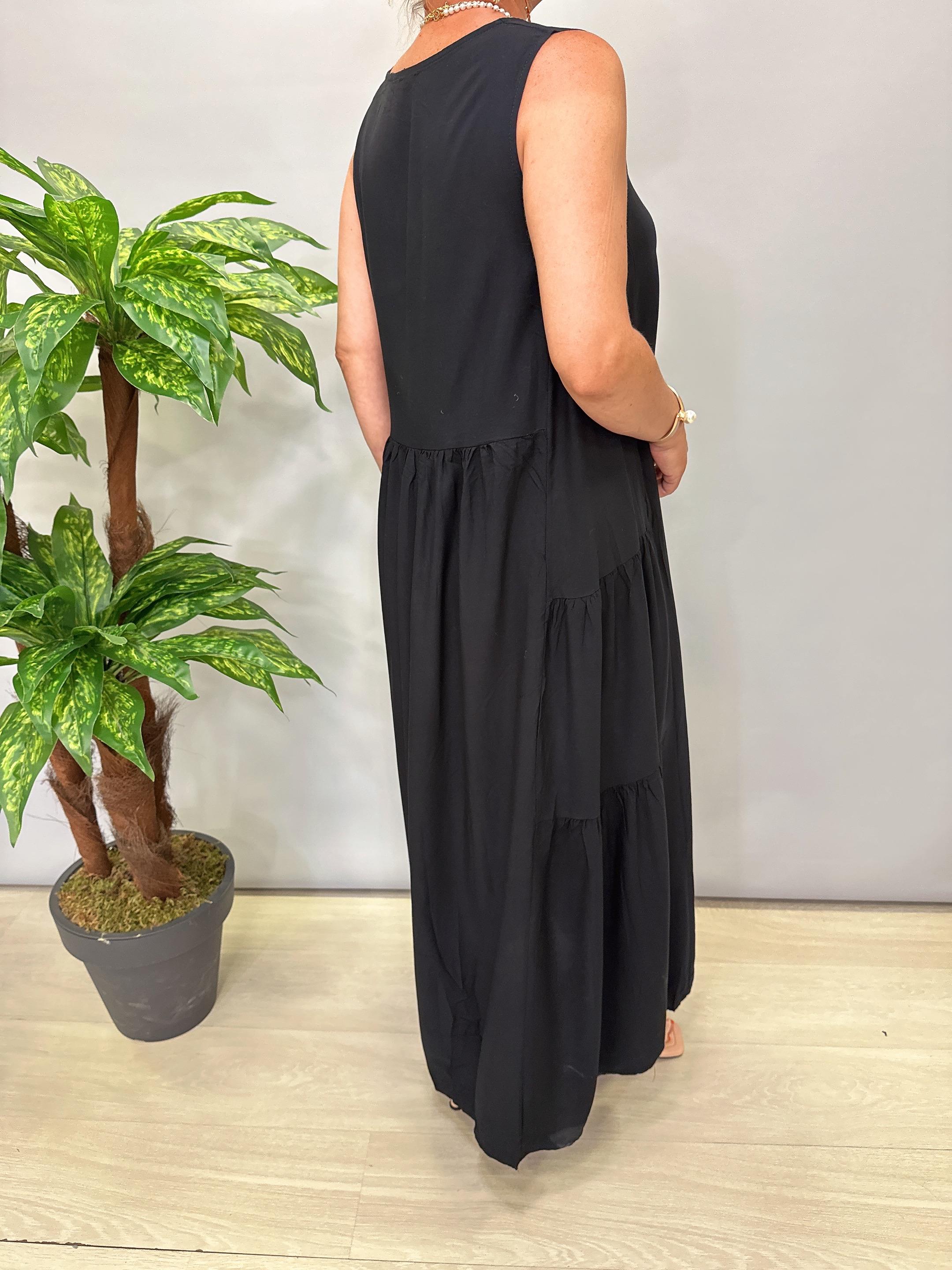 9260 Pamuklu Viskon Elbise Siyah