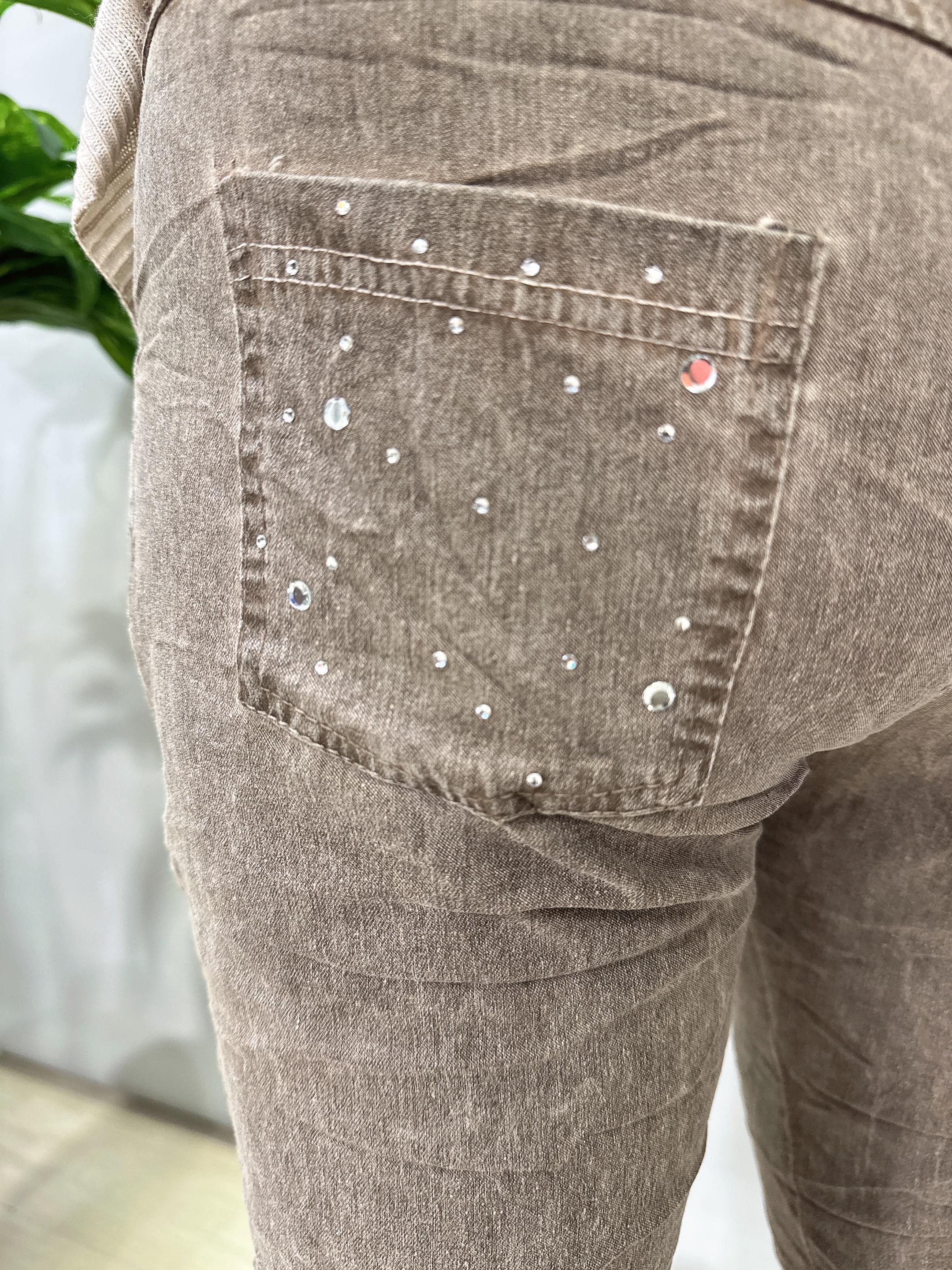 9966 Italyan Taş Detaylı Pantolon Vizon