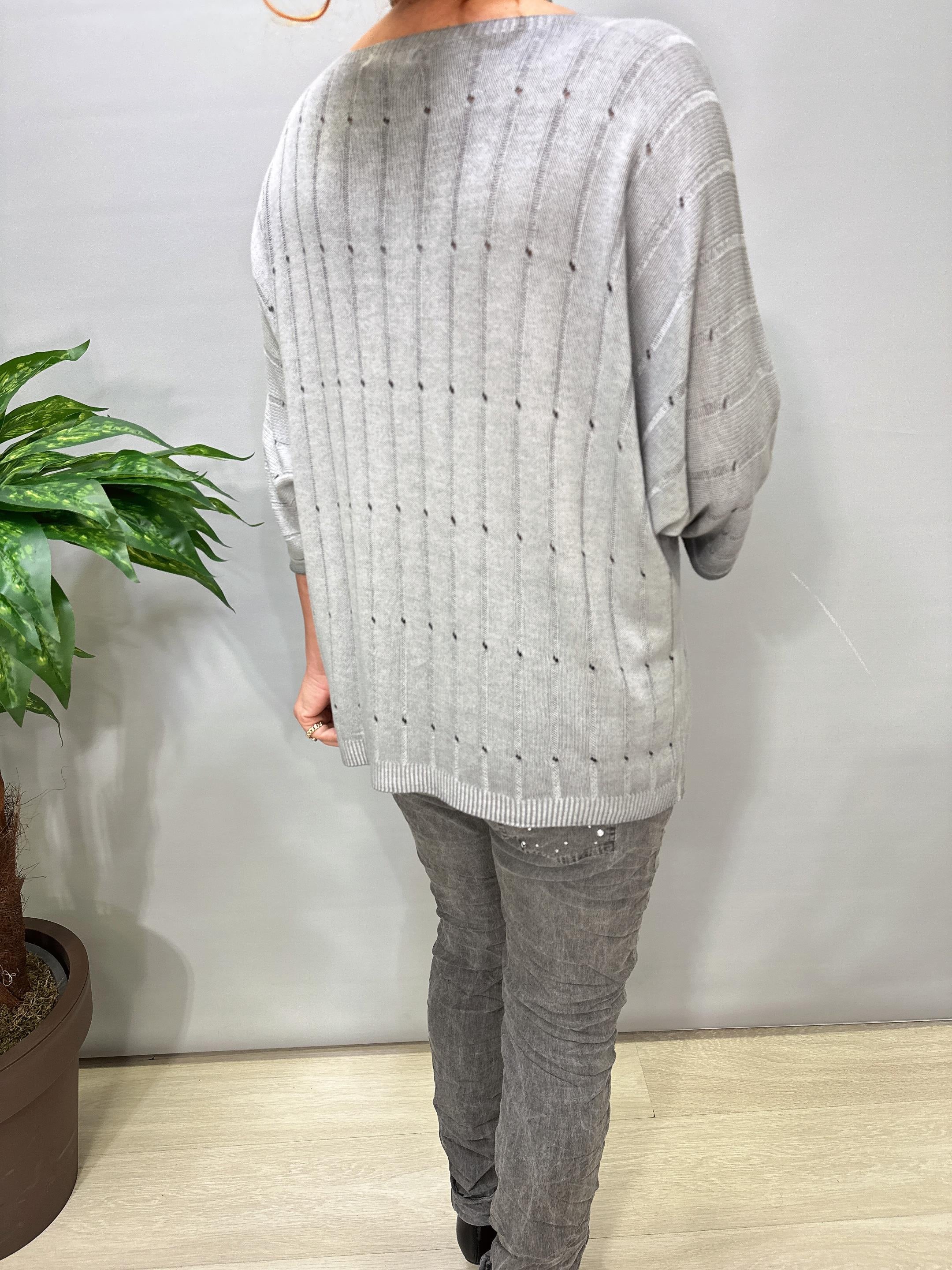 9966 Italyan Triko Bluz Gri