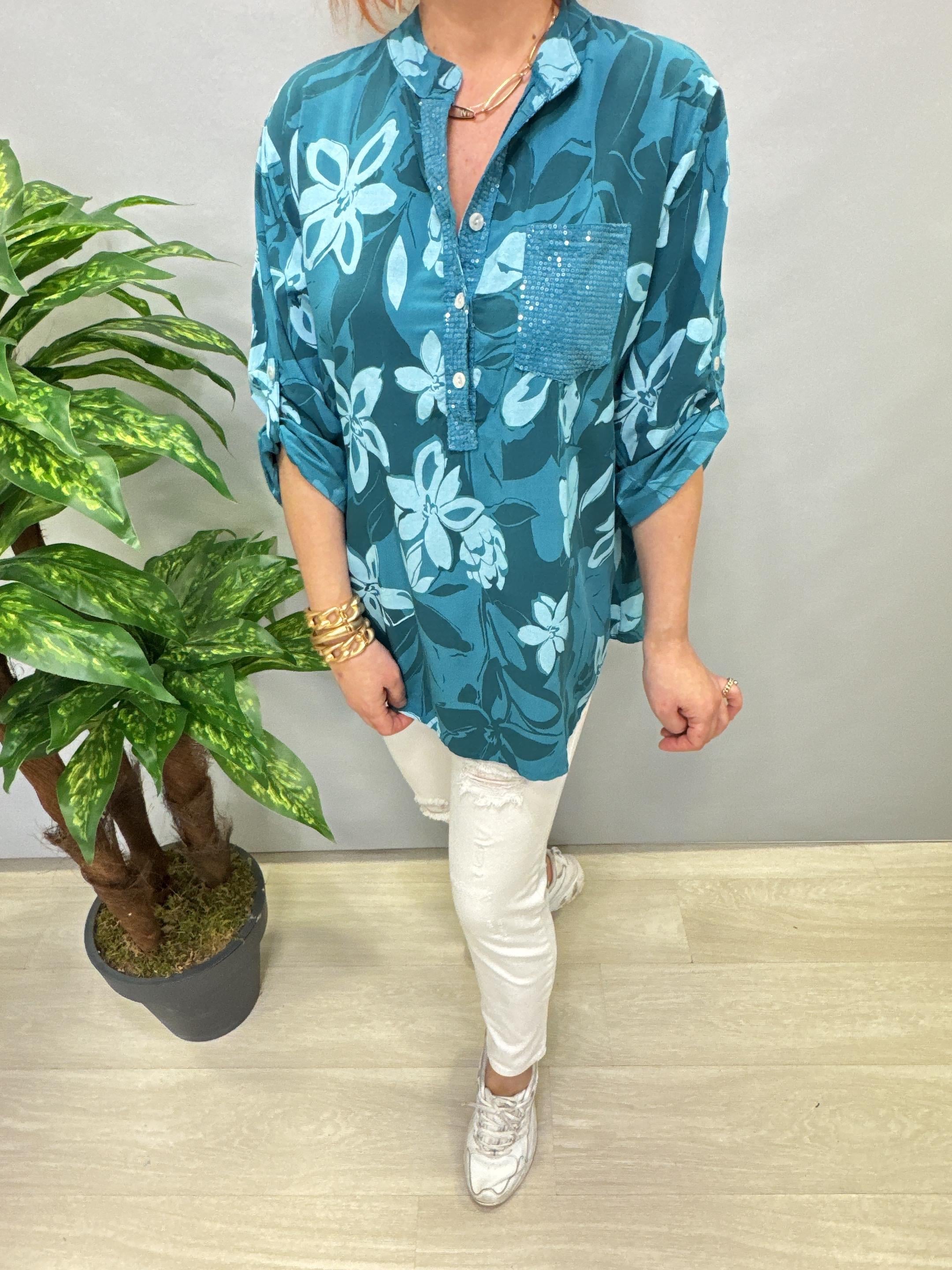 BLZ 7565 İTALYAN BLUZ TURKUAZ