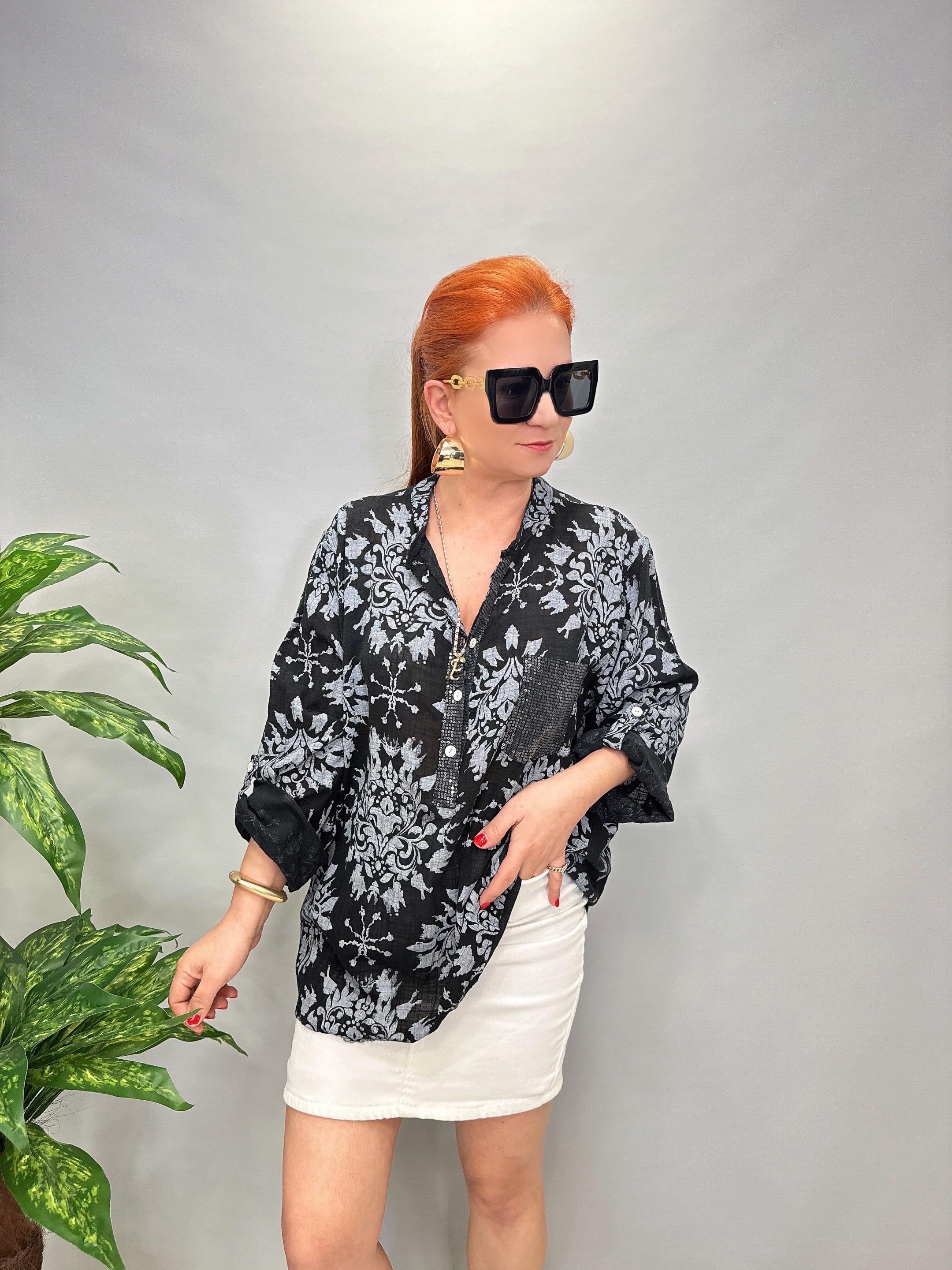 BLZ 8078 PAMUKLU İTALYAN BLUZ SİYAH