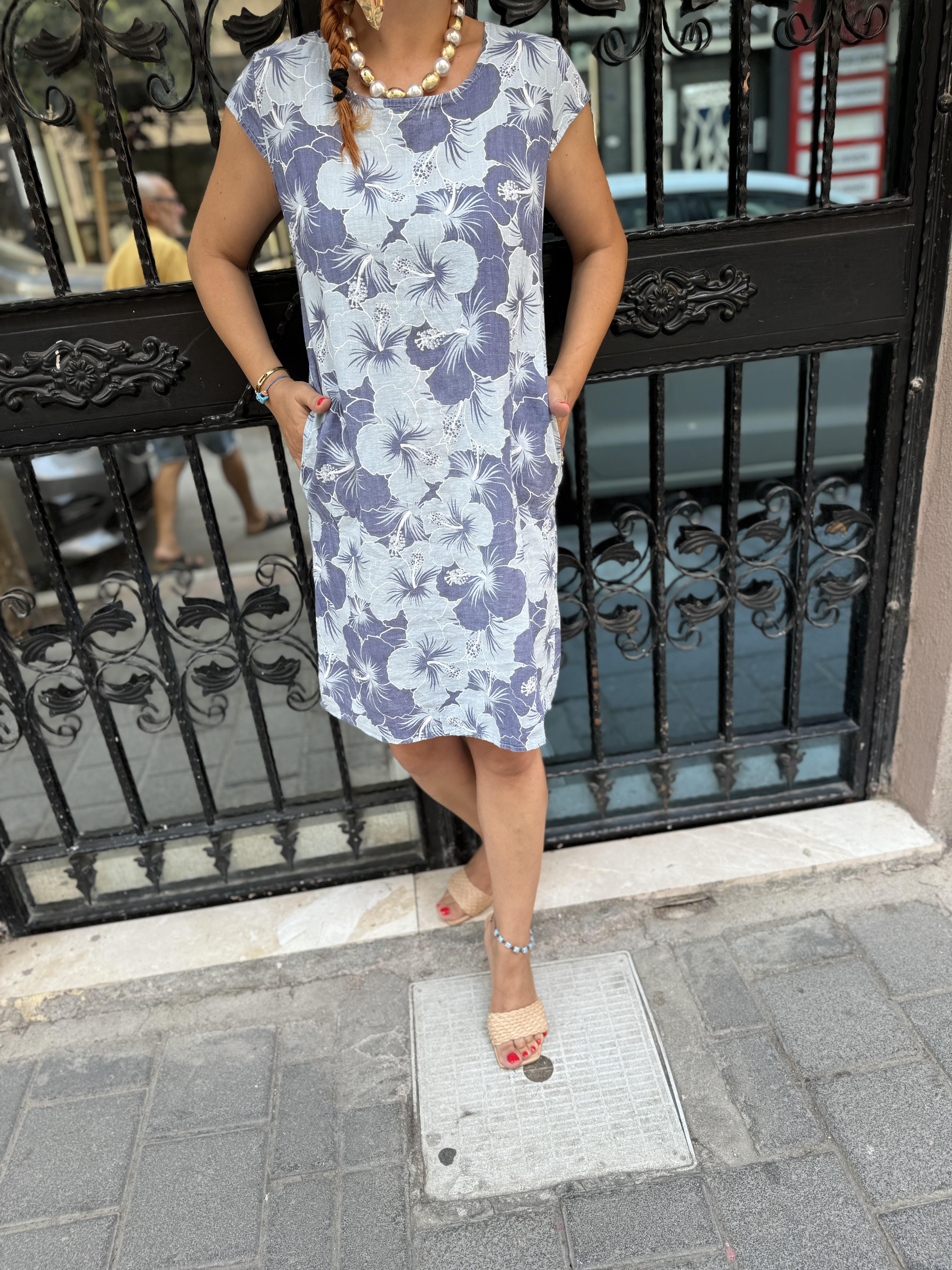 D021  PREMIUM PAMUK KETEN ÇİÇEKLİ ELBİSE  boyum 1.64