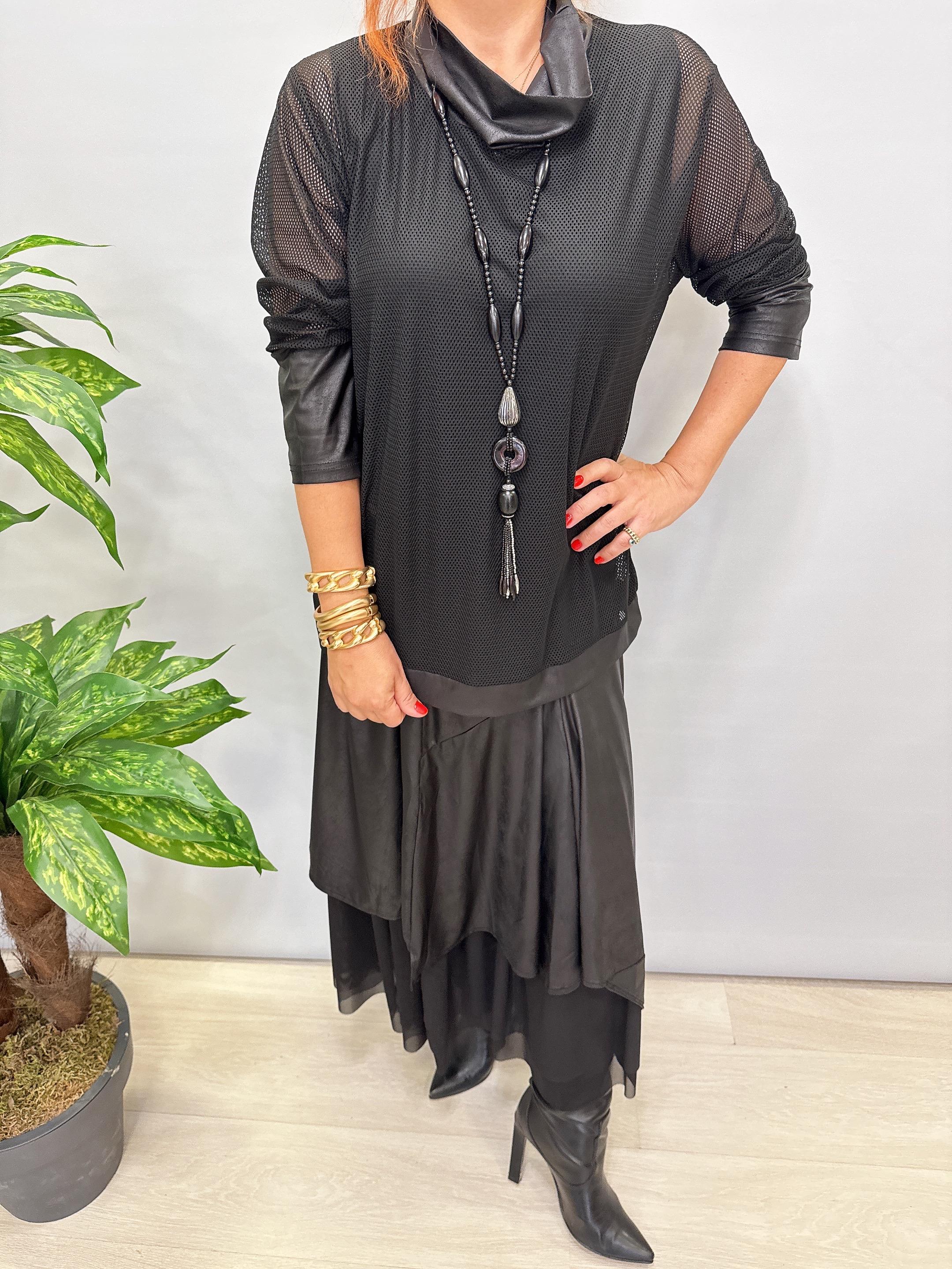 DR 8024 Deri görünüm Detaylı File Bluz