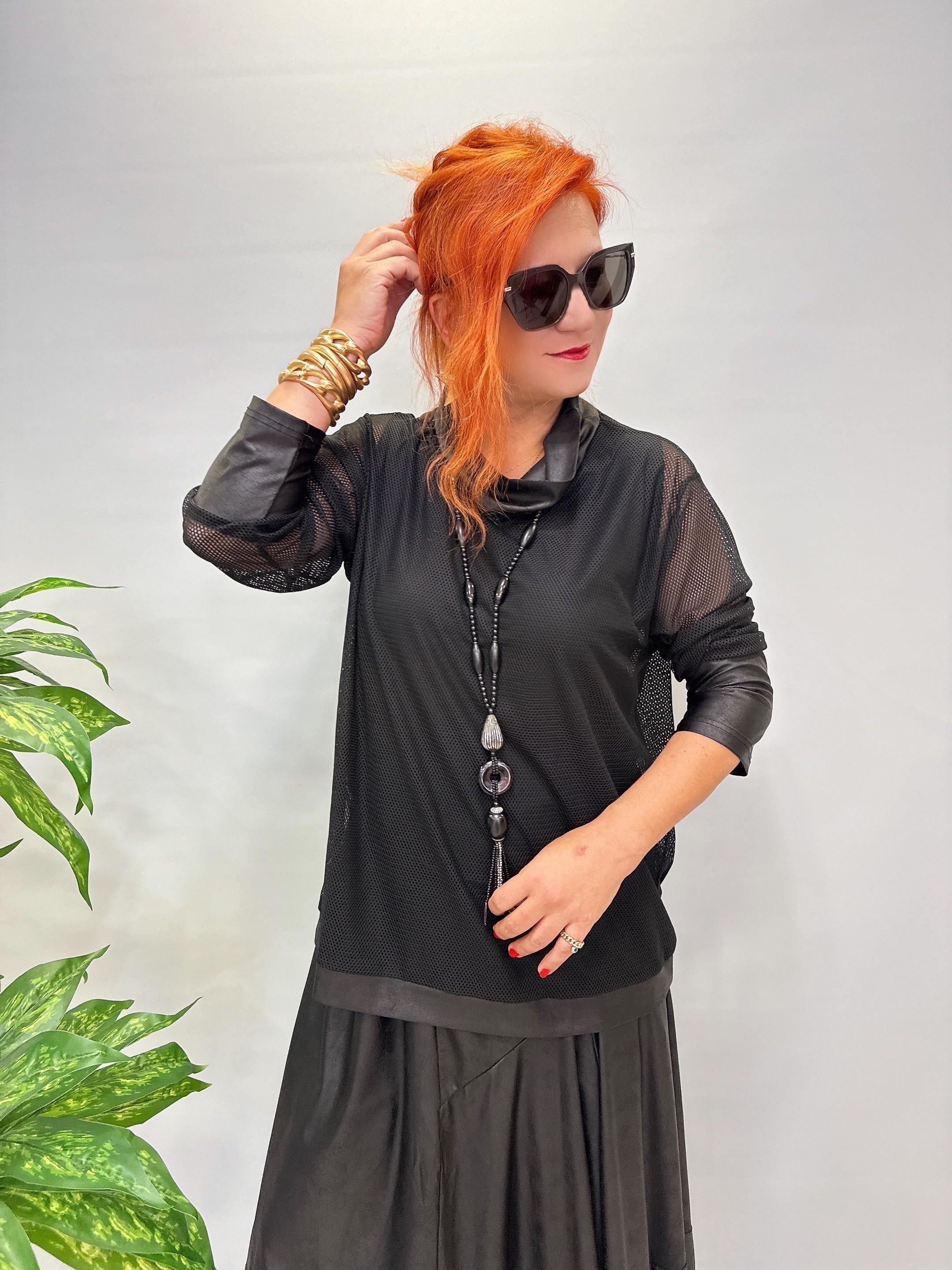 DR 8024 Deri görünüm Detaylı File Bluz