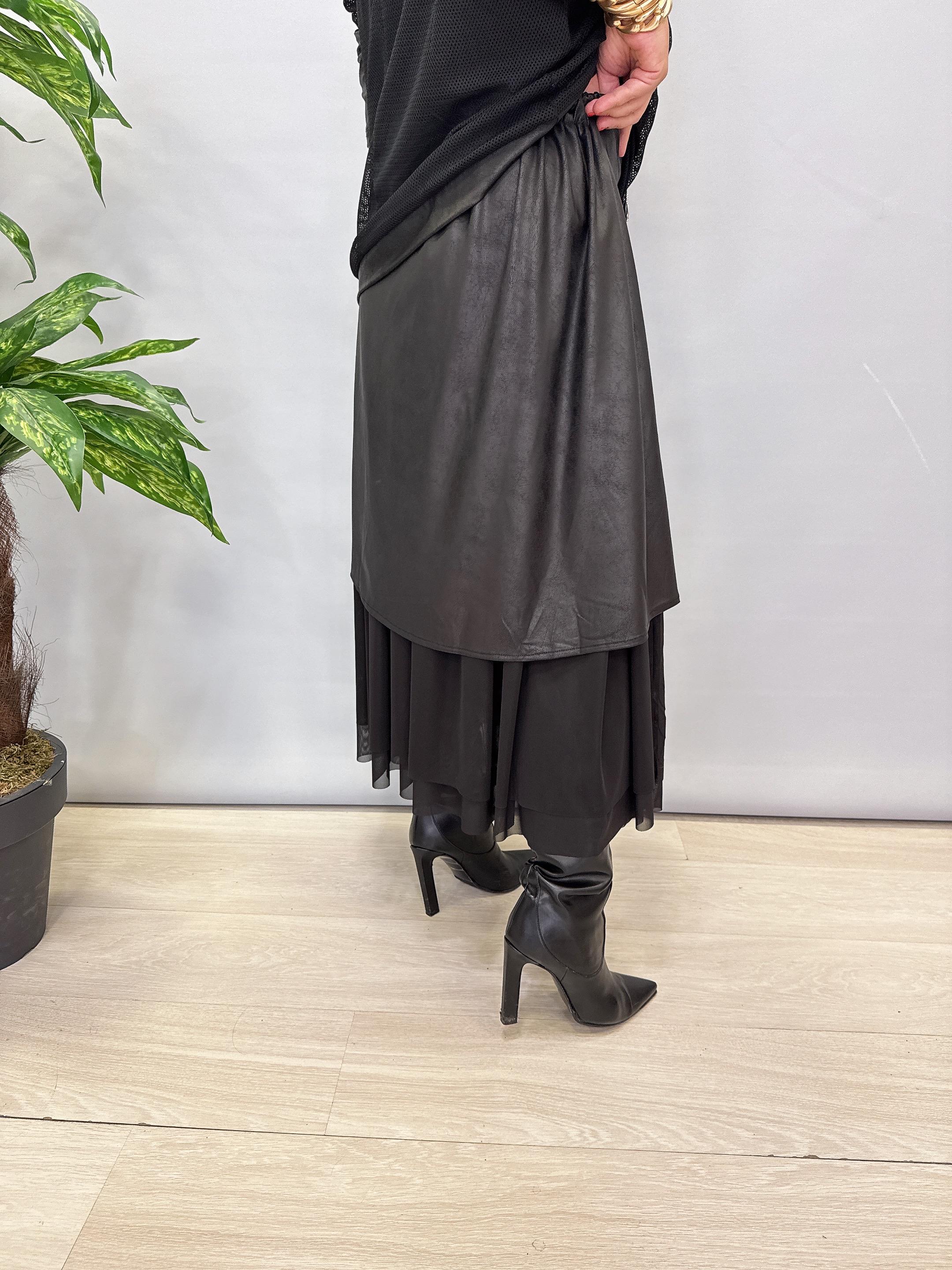 DR 8024 Deri görünüm Detaylı Tül Detay Etek