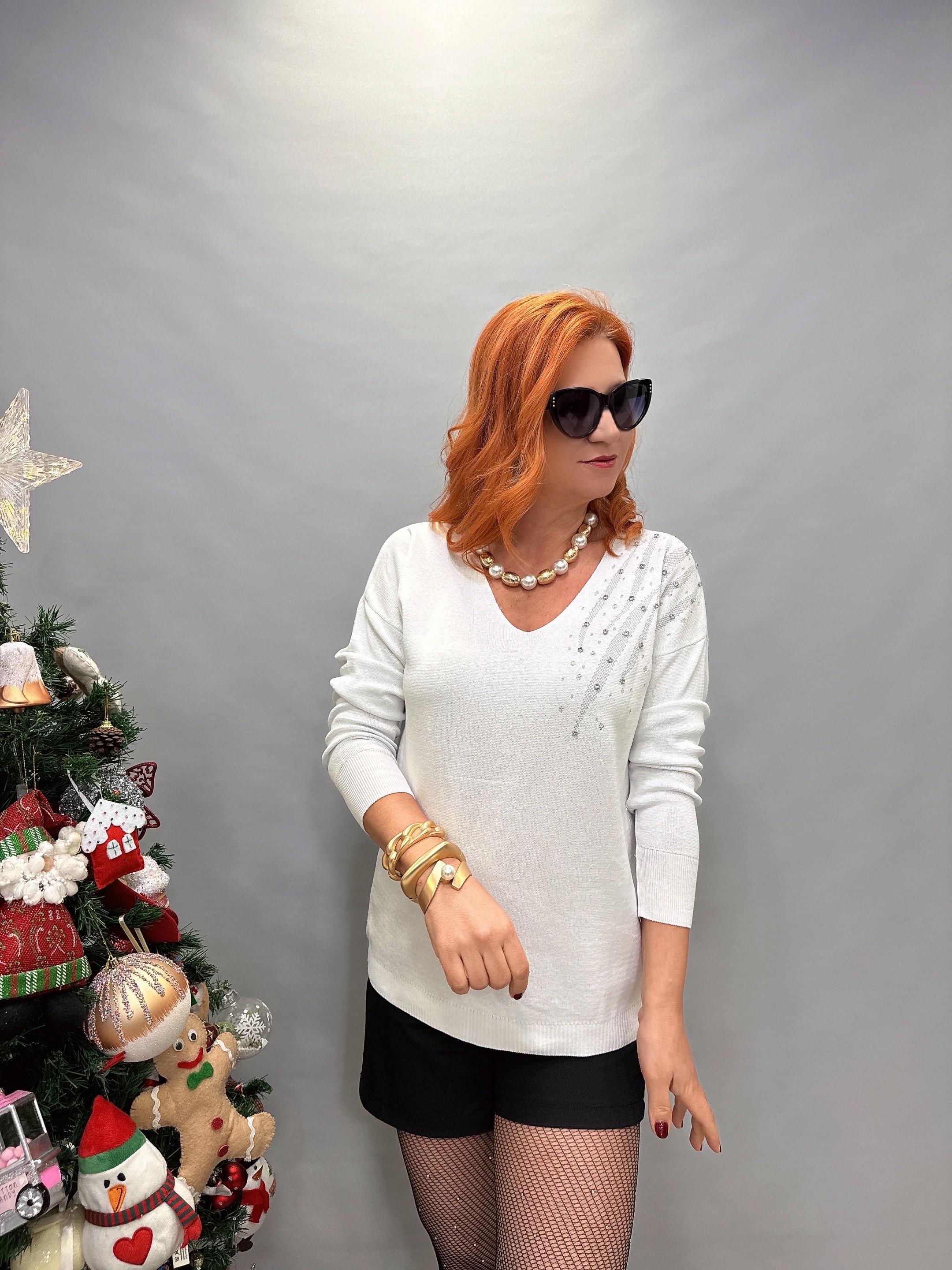 DVL MNS 6932 OMUZ DETAY TRİKO BEYAZ