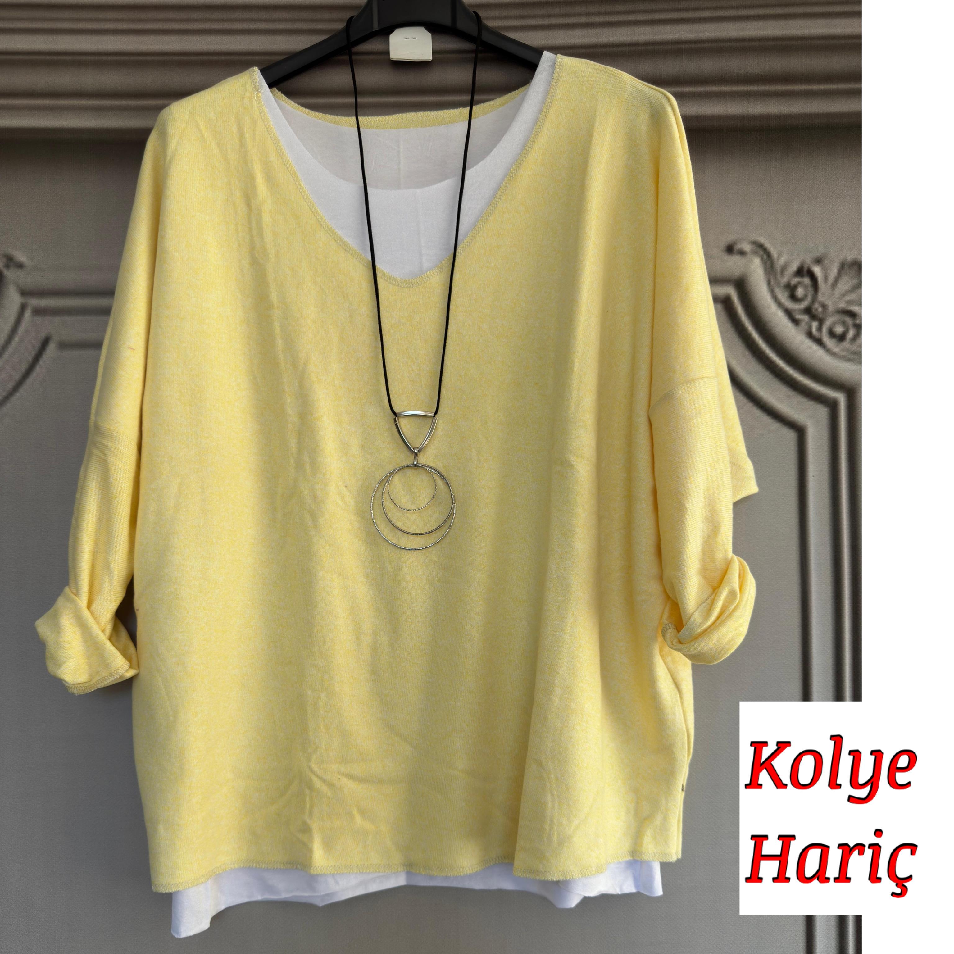 MNS 055 V YAKA YUMOŞ BLUZ ATLET DAHİL SARI 46 BEDENE KADAR UYGUNDUR 