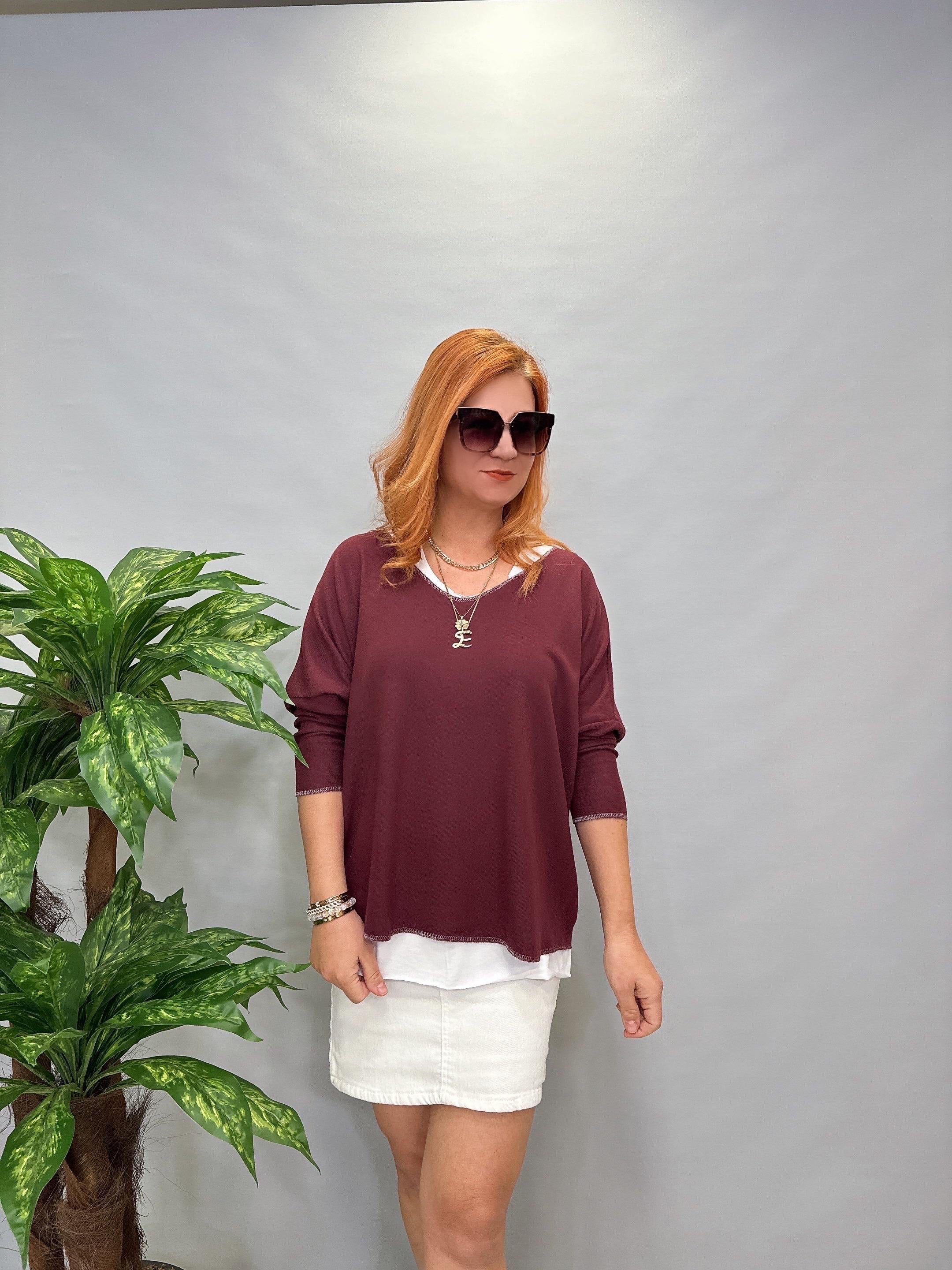 MNS 055 V YAKA YUMOŞ BLUZ ATLET DAHİL MÜRDÜM   46 BEDENE KADAR UYGUNDUR 