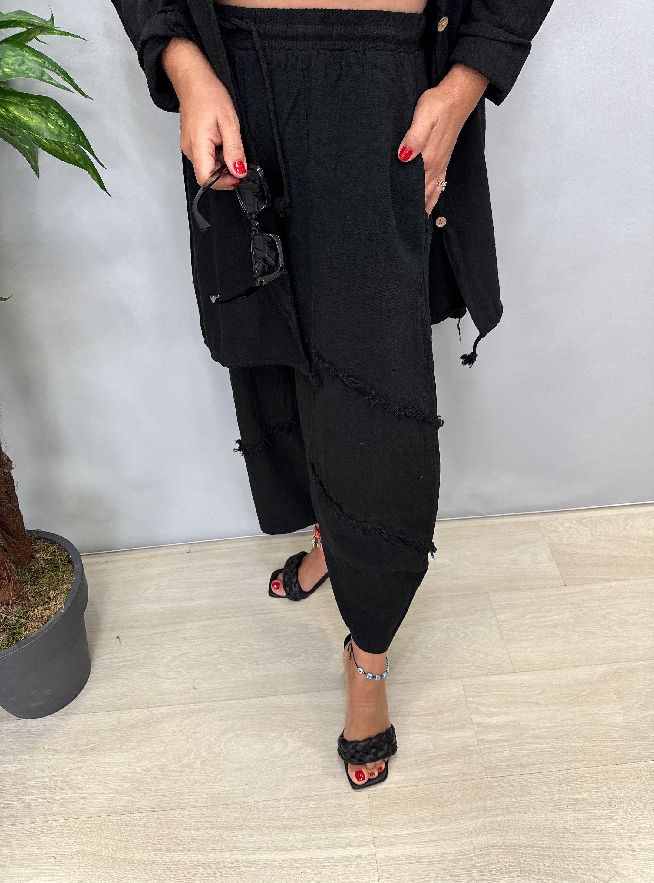 MNS 1012 TASARIM PAMUKLU PANTOLON  SİYAH boyum 1.64