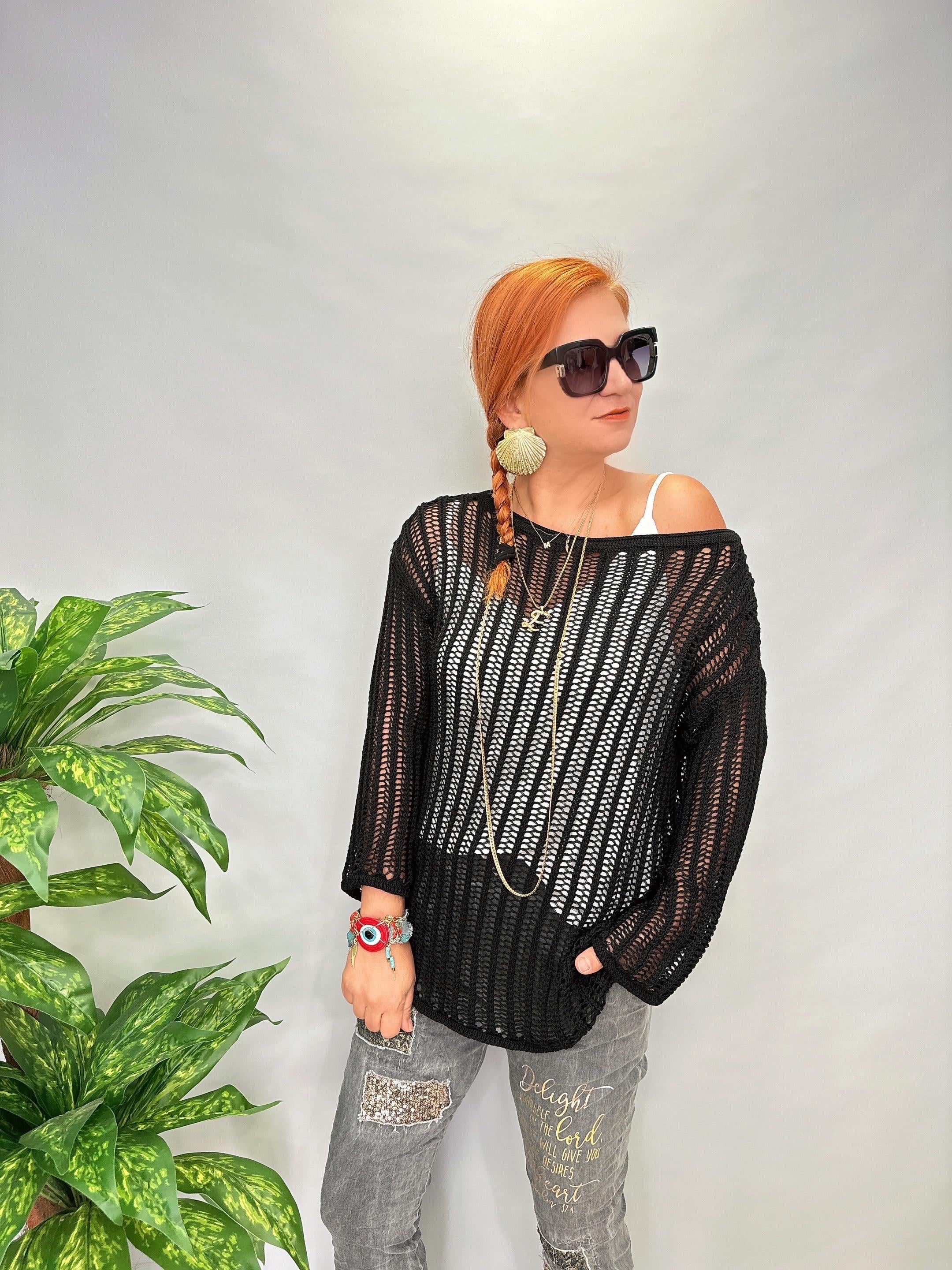 MNS 11114  FİLE  BLUZ  36/50 BEDENE KADAR UYUMLUDUR  SİYAH 