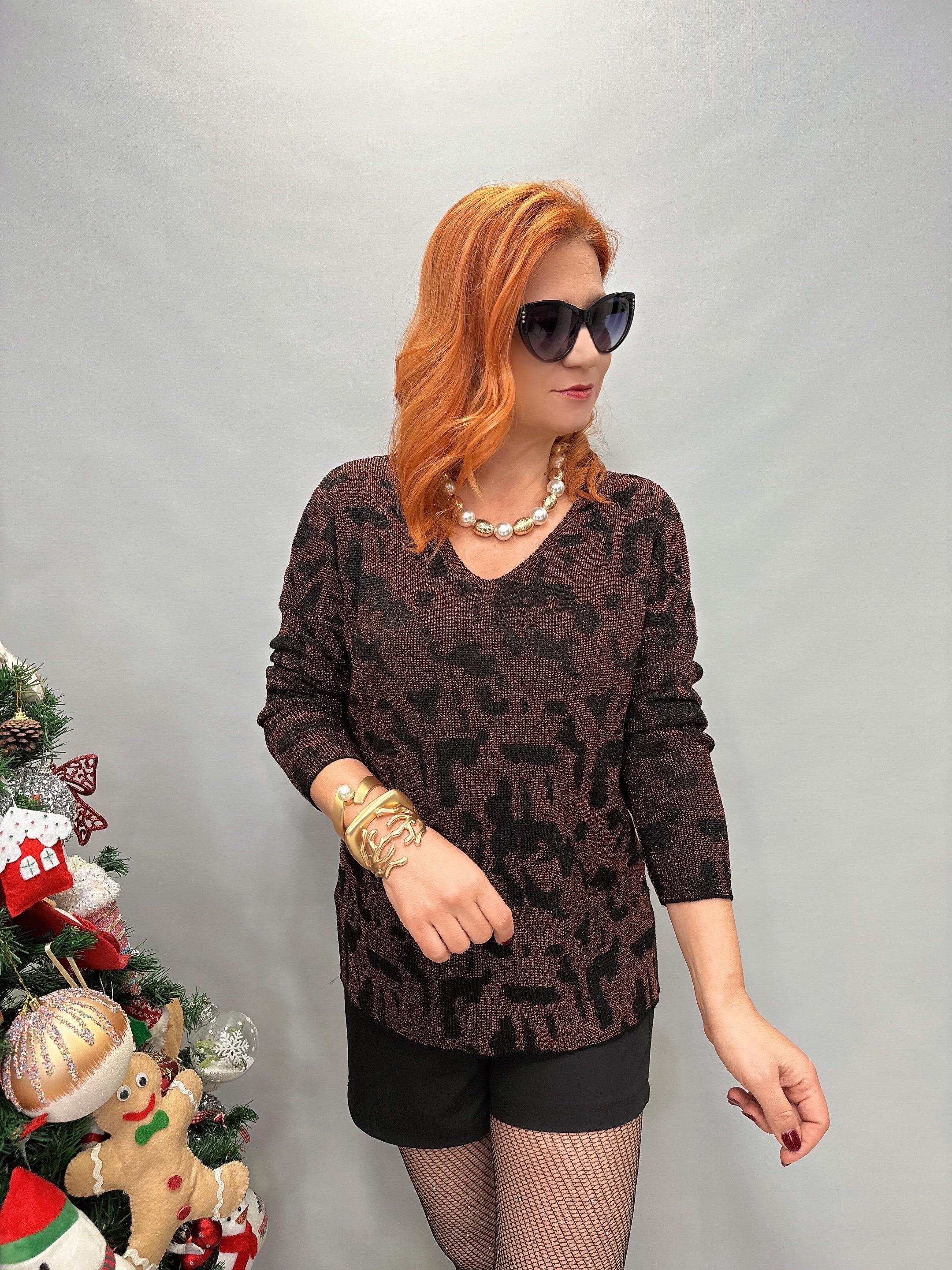 DVL MNS 12541 V YAKA SİM DETAY TRİKO BRONZ