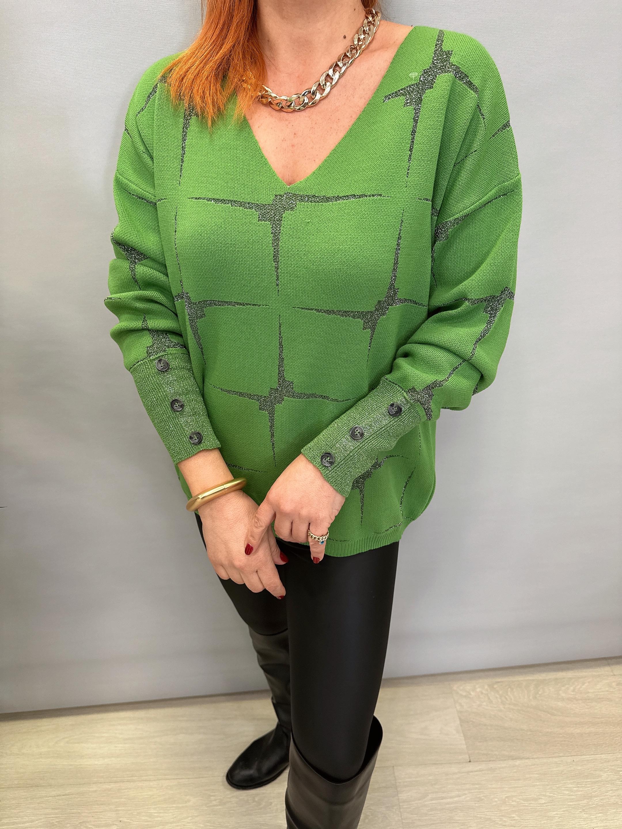 MNS 21080 V YAKA SİMLİ KOL DETAY TRİKO YEŞİL