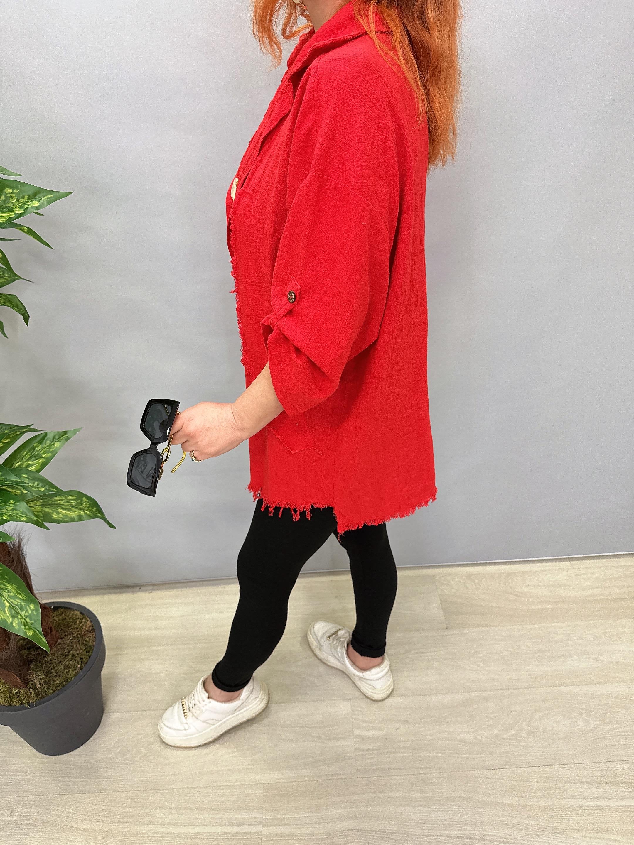 MNS 2511 PAMUKLU TASARIM GÖMLEK KIRMIZI