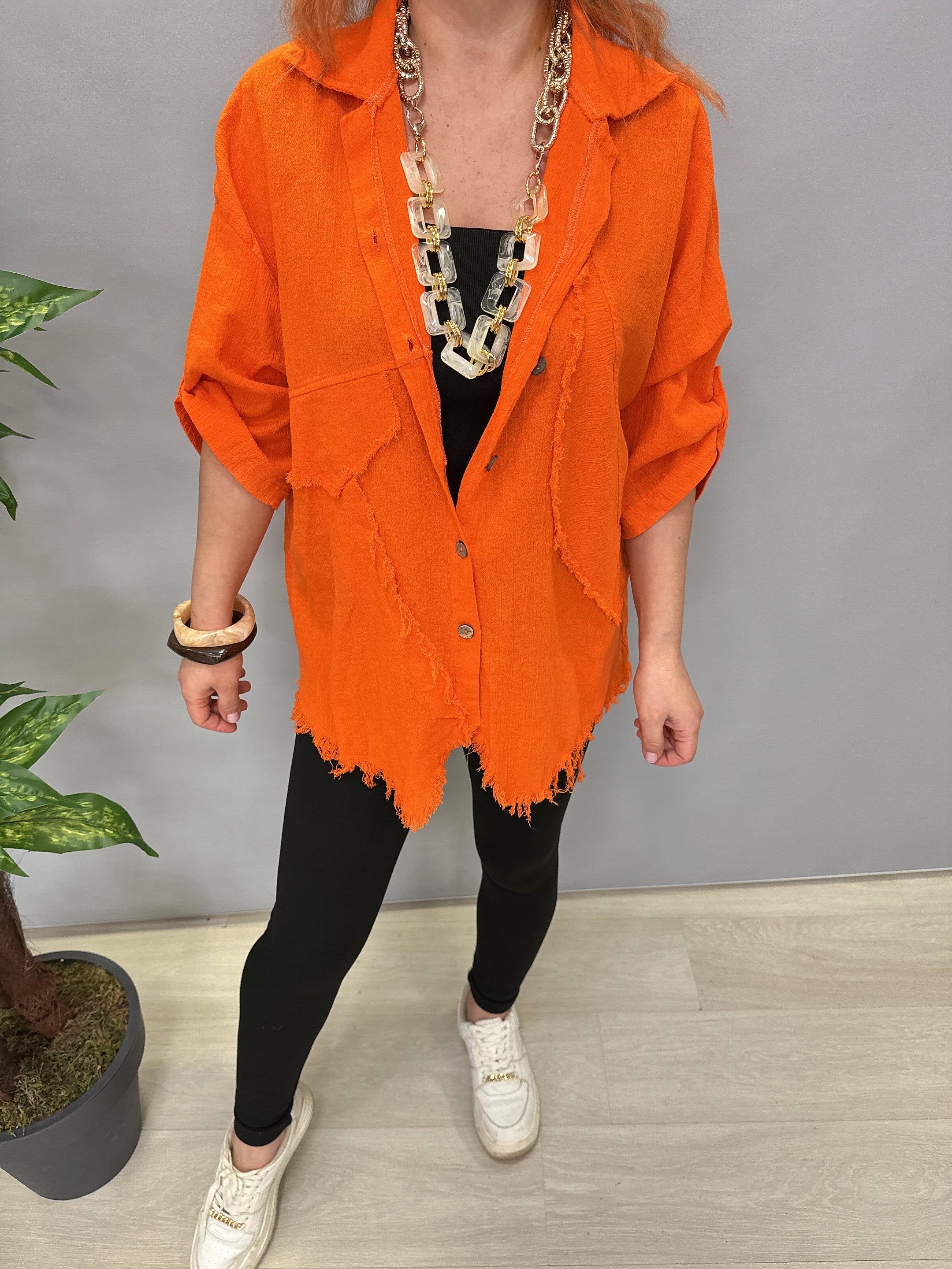 MNS 2511 PAMUKLU TASARIM GÖMLEK TURUNCU