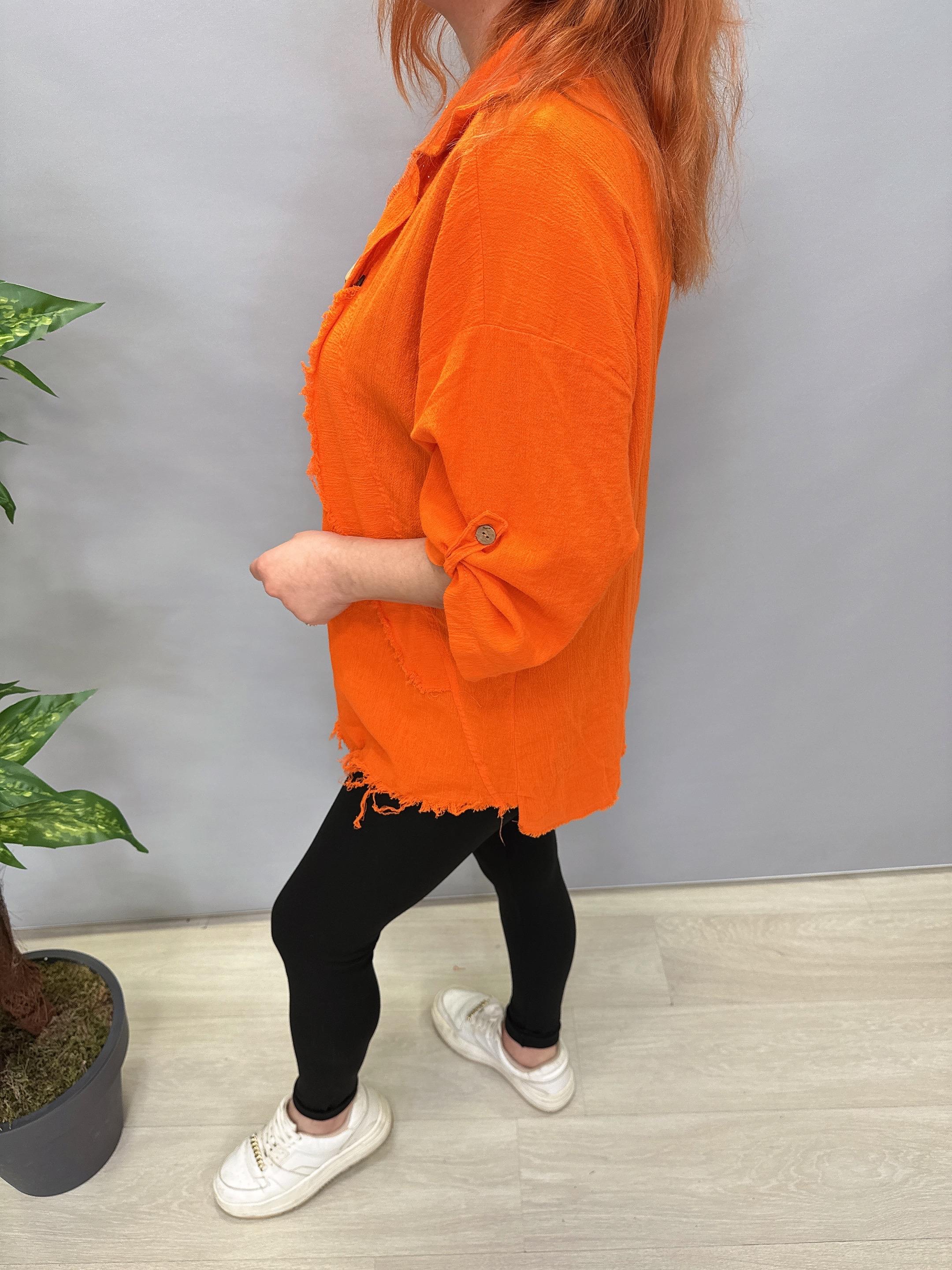 MNS 2511 PAMUKLU TASARIM GÖMLEK TURUNCU